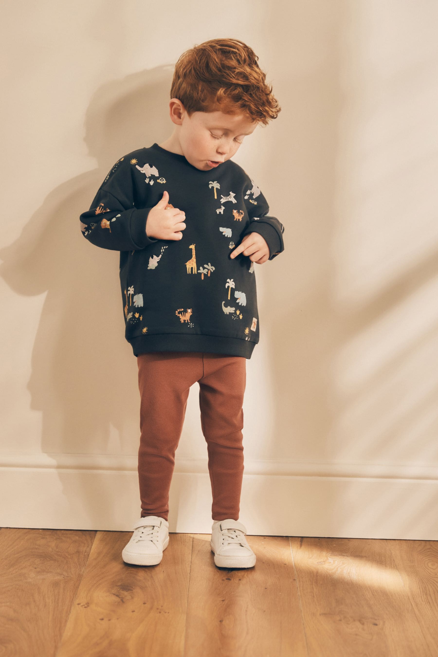 Black/Brown Safari All Over Print Sweatshirt and Leggings Set (3mths-7yrs)