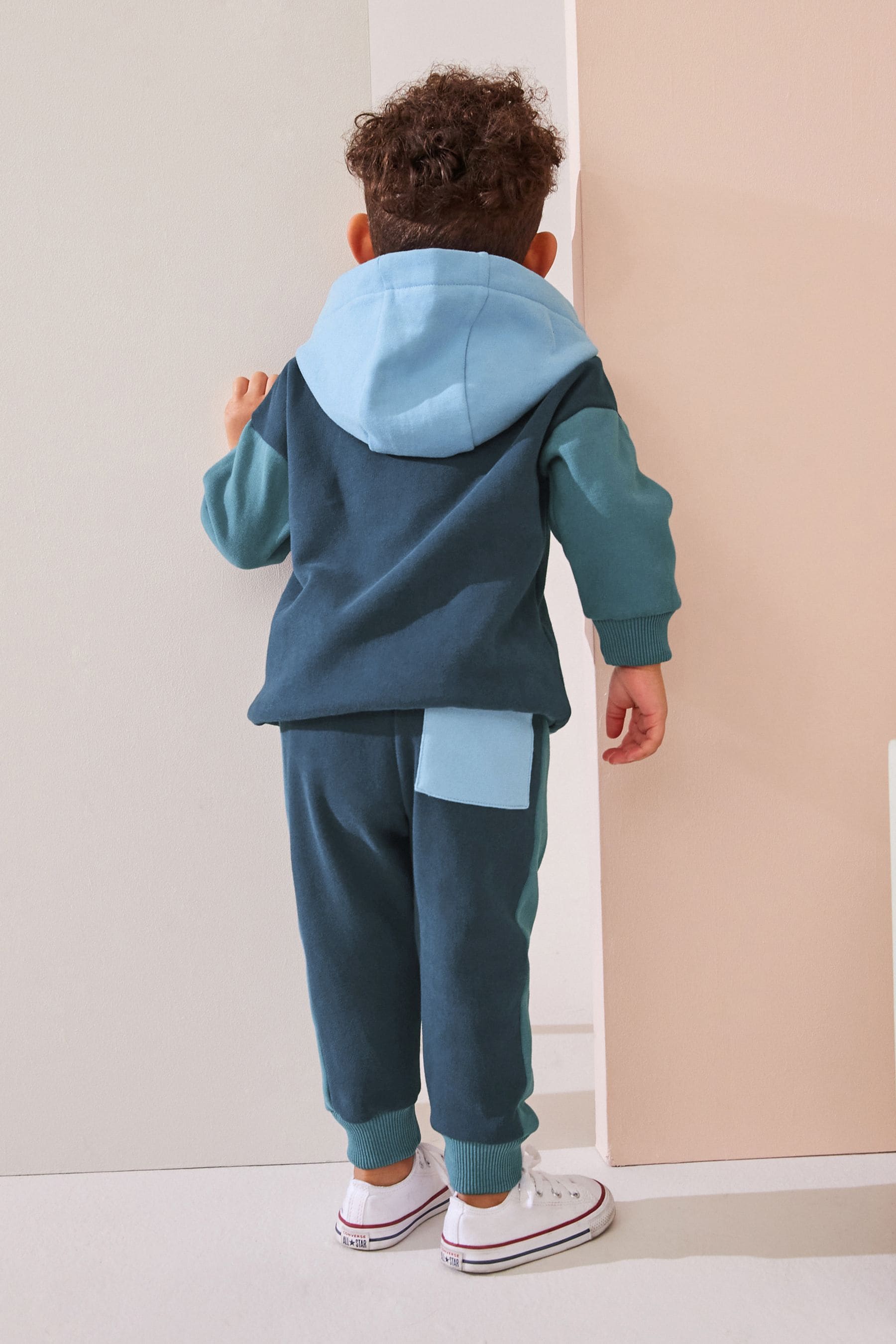 Blue Colourblock Hoodie and Joggers Set (3mths-7yrs)