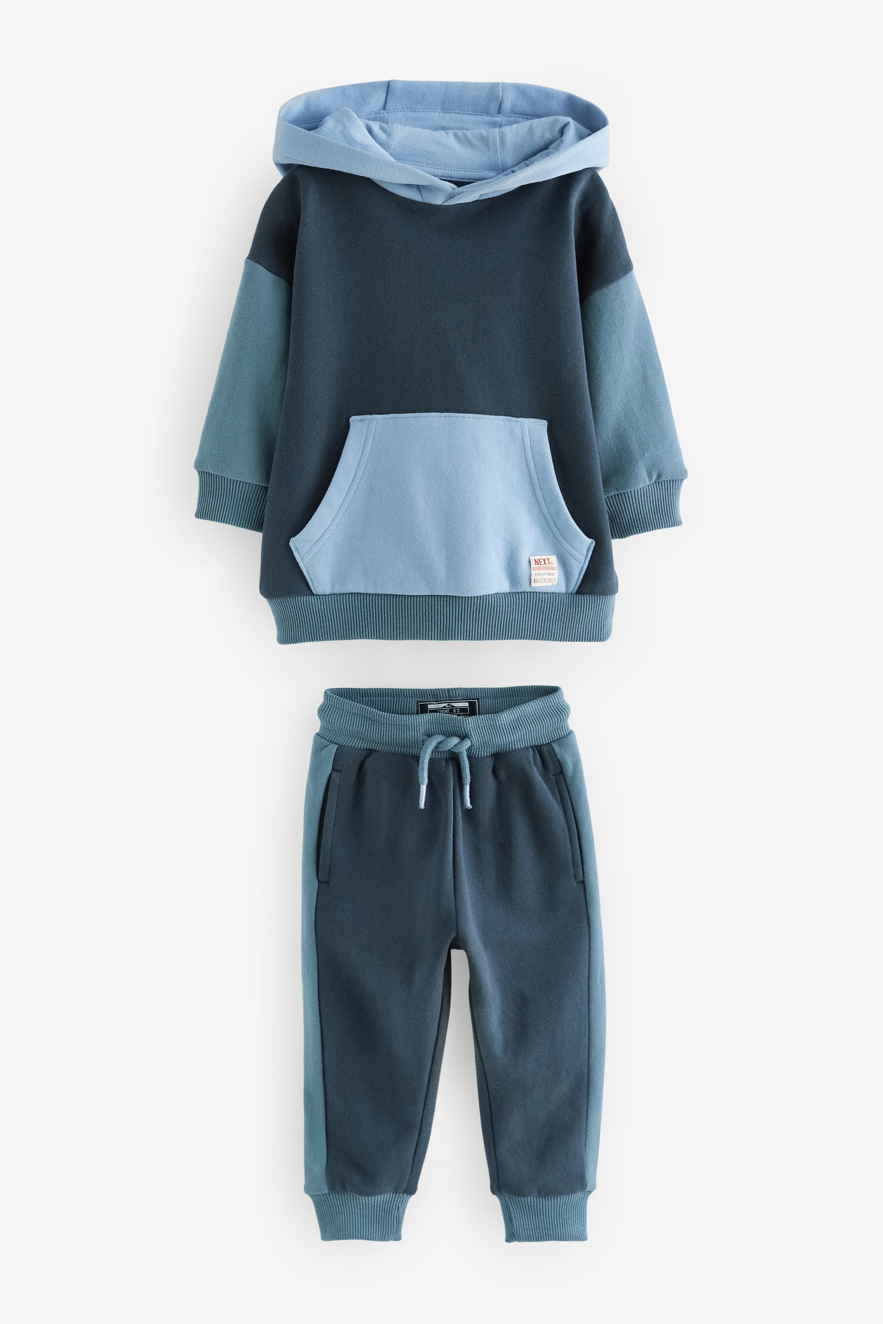 Blue Colourblock Hoodie and Joggers Set (3mths-7yrs)