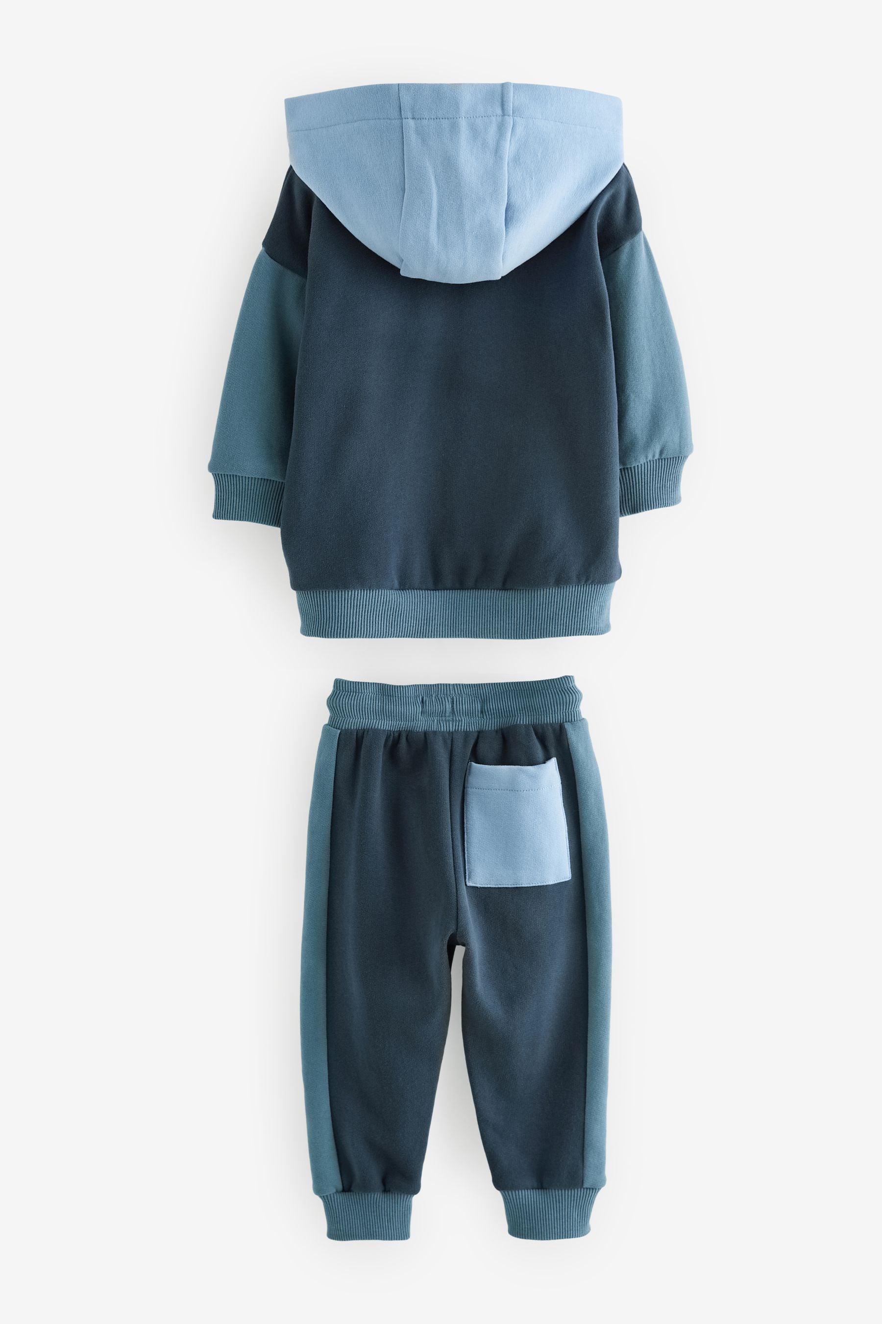 Blue Colourblock Hoodie and Joggers Set (3mths-7yrs)