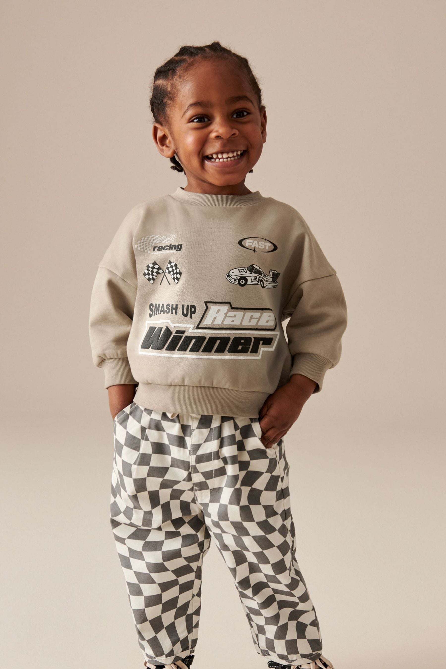 Stone Cement Motorsport Crew Neck Sweatshirt (3mths-7yrs)