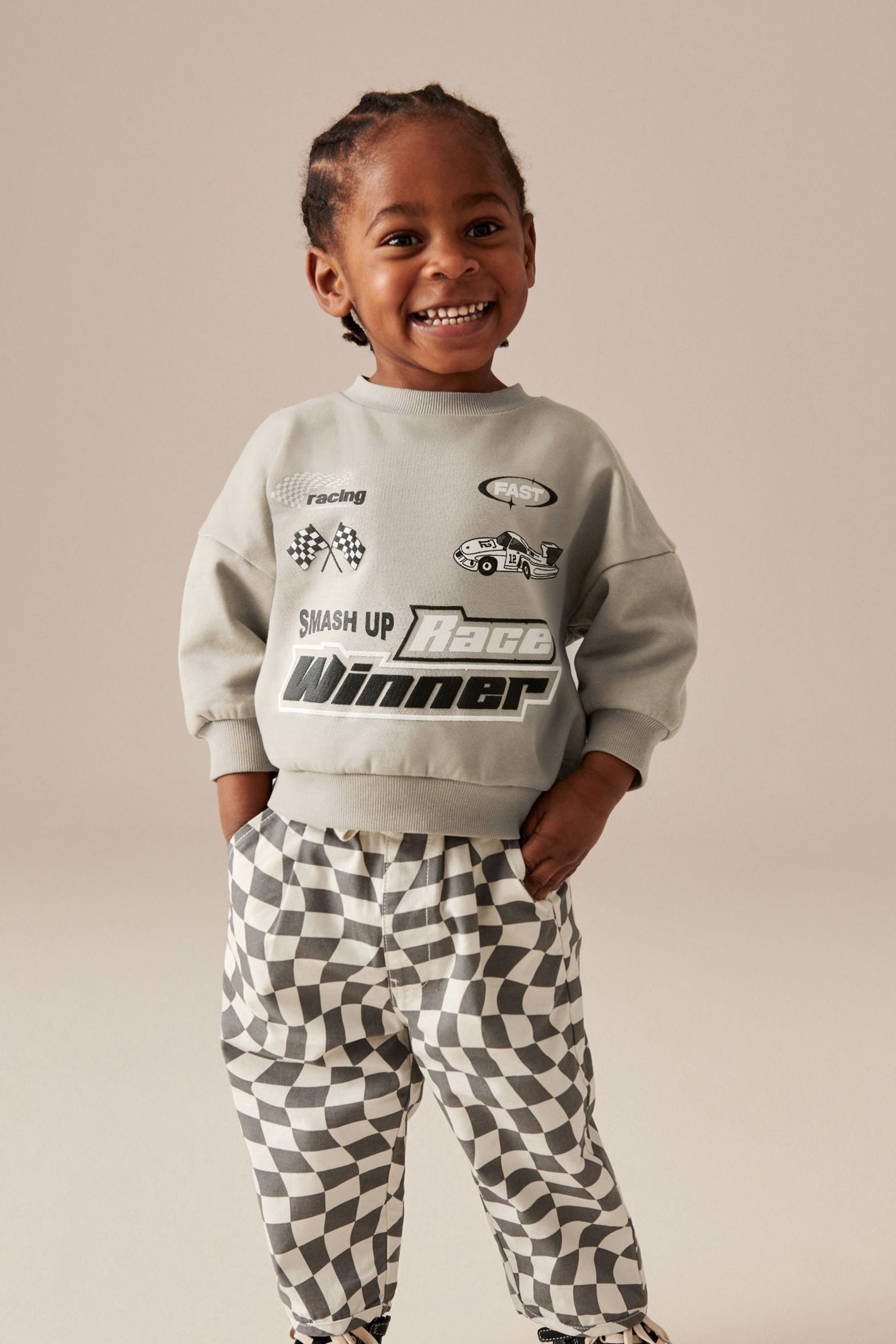 Stone Cement Motorsport Crew Neck Sweatshirt (3mths-7yrs)