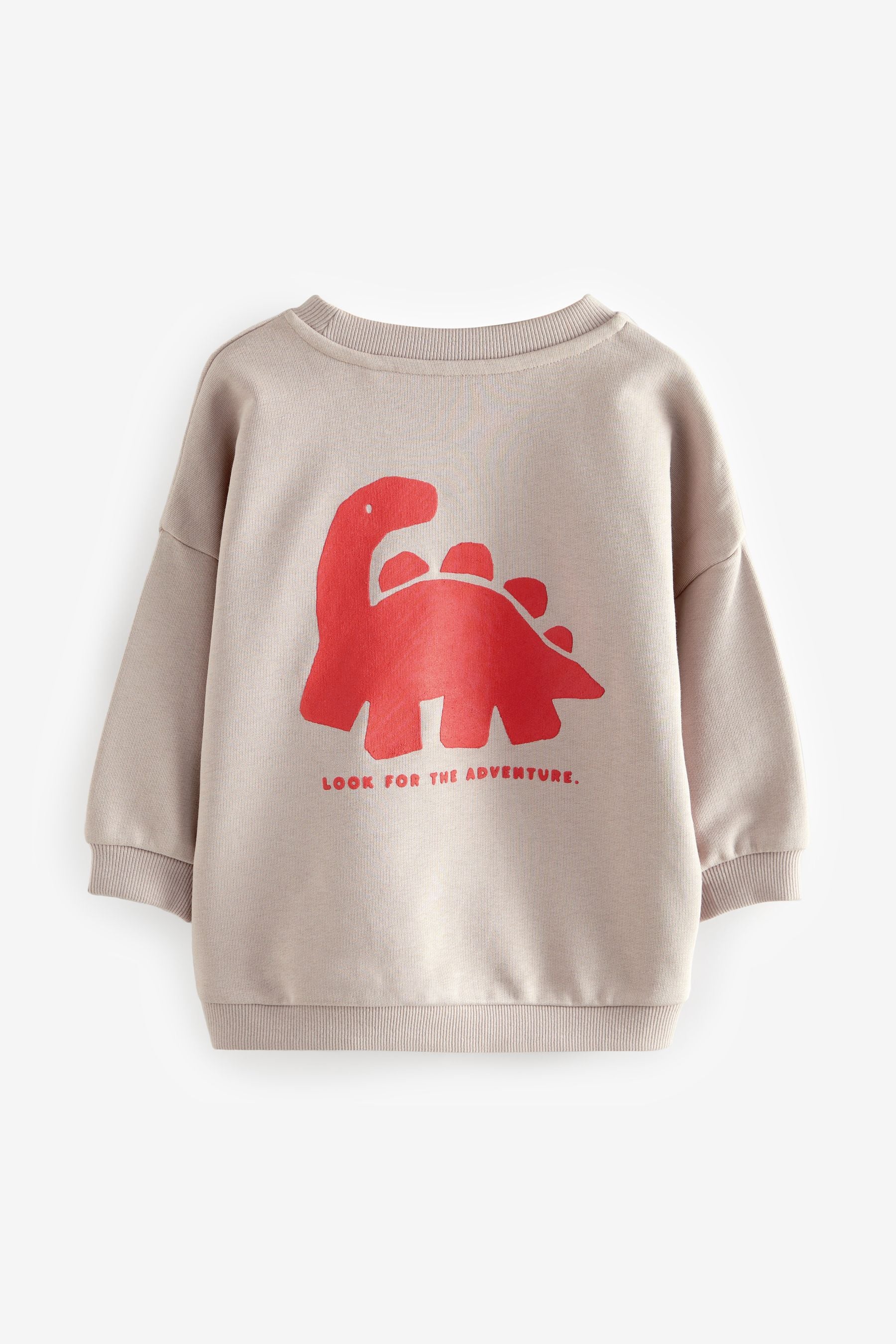 Stone/Red Placement Backprint Crew Neck Sweatshirt (3mths-7yrs)