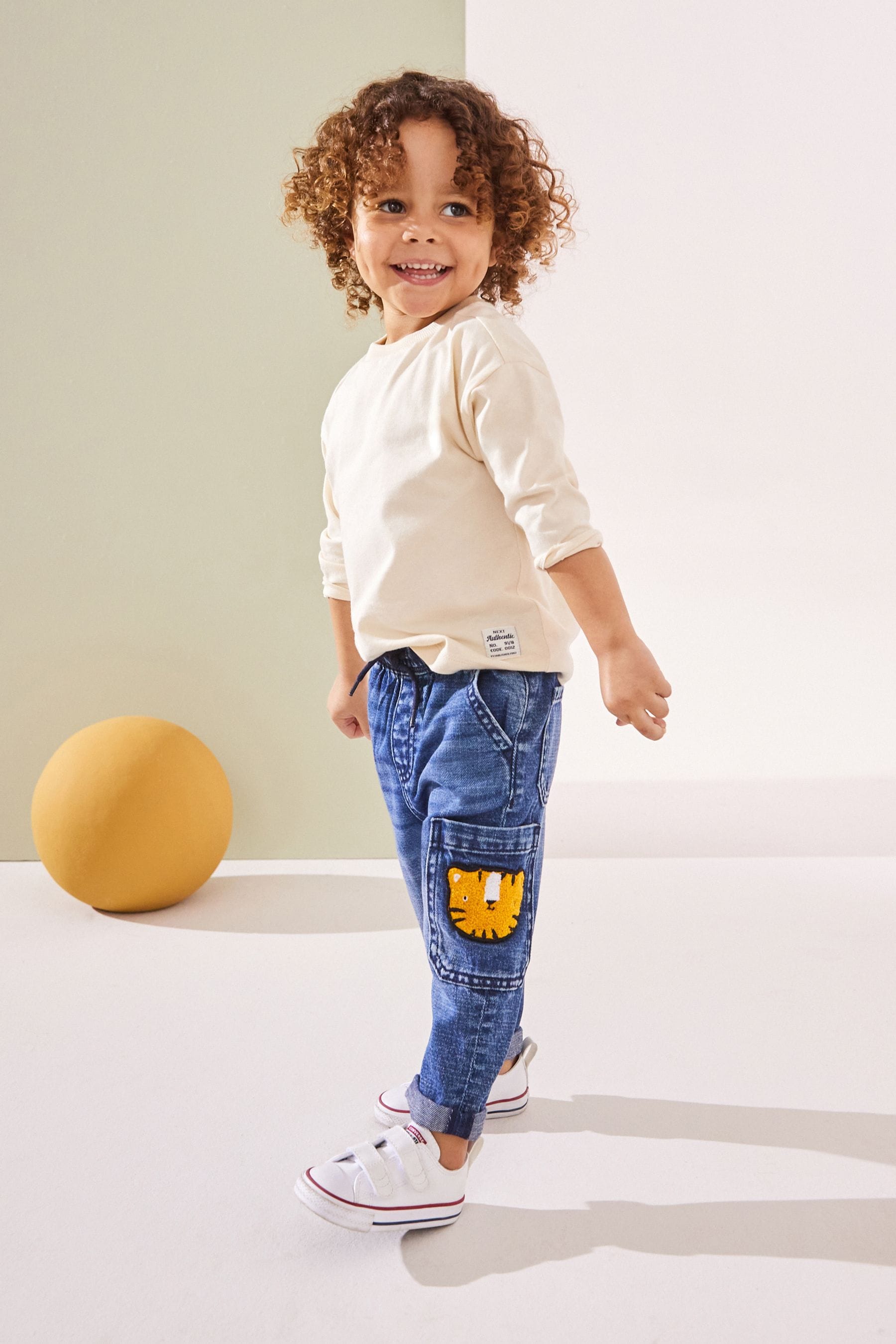 Mid Blue Denim with Tiger Utility Jeans (3mths-7yrs)