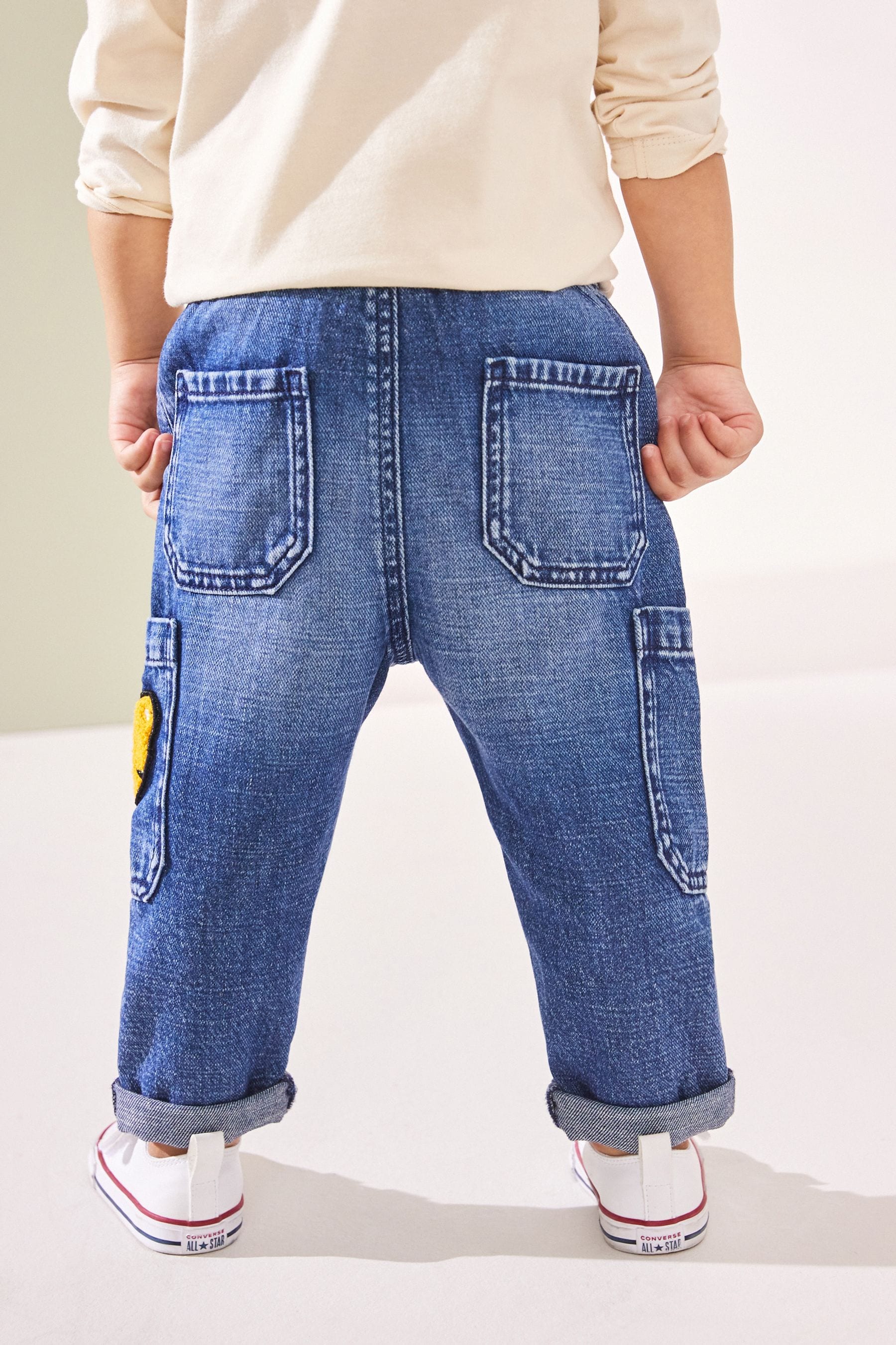 Mid Blue Denim with Tiger Utility Jeans (3mths-7yrs)