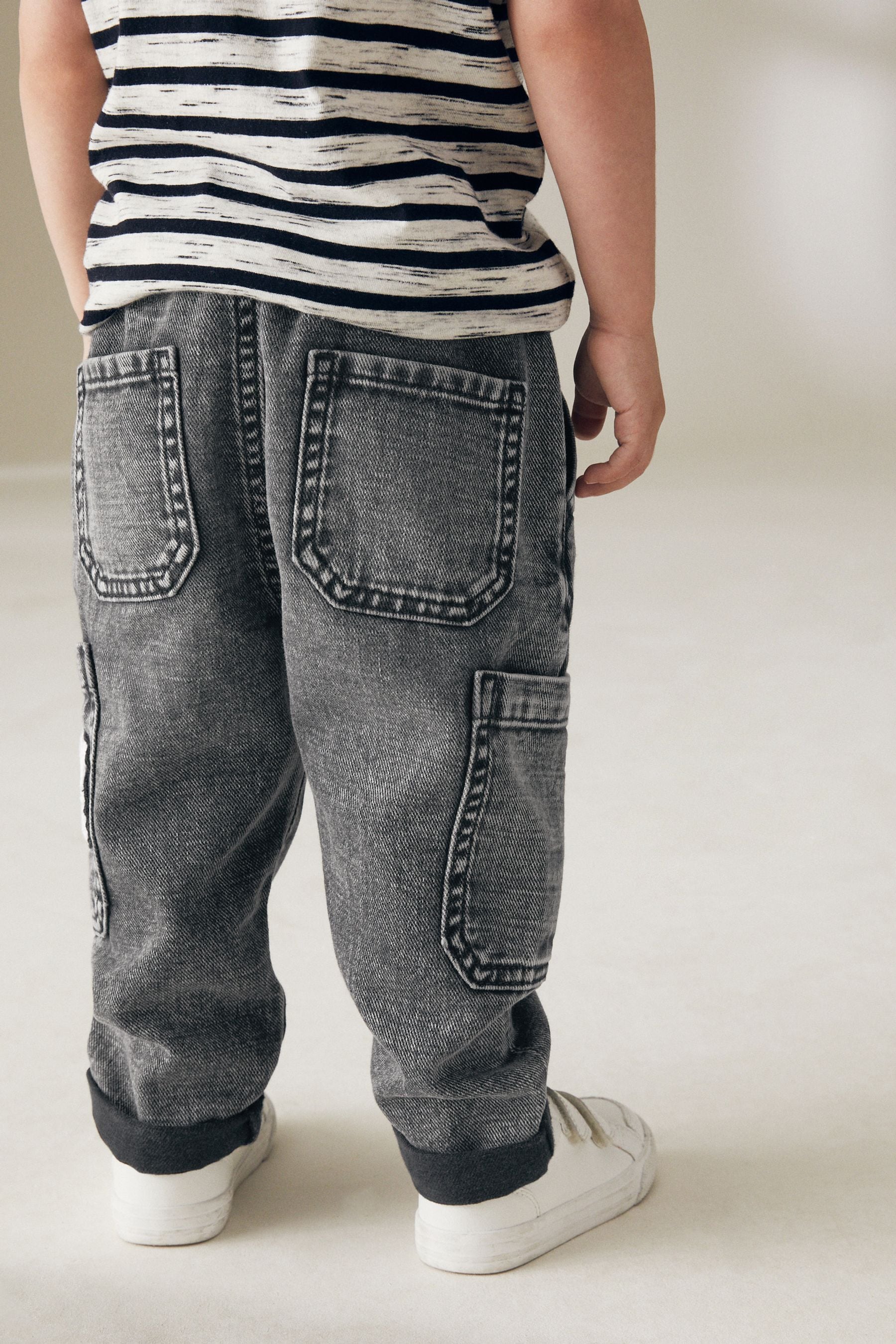 Black Denim with Panda Cargo Jeans (3mths-7yrs)