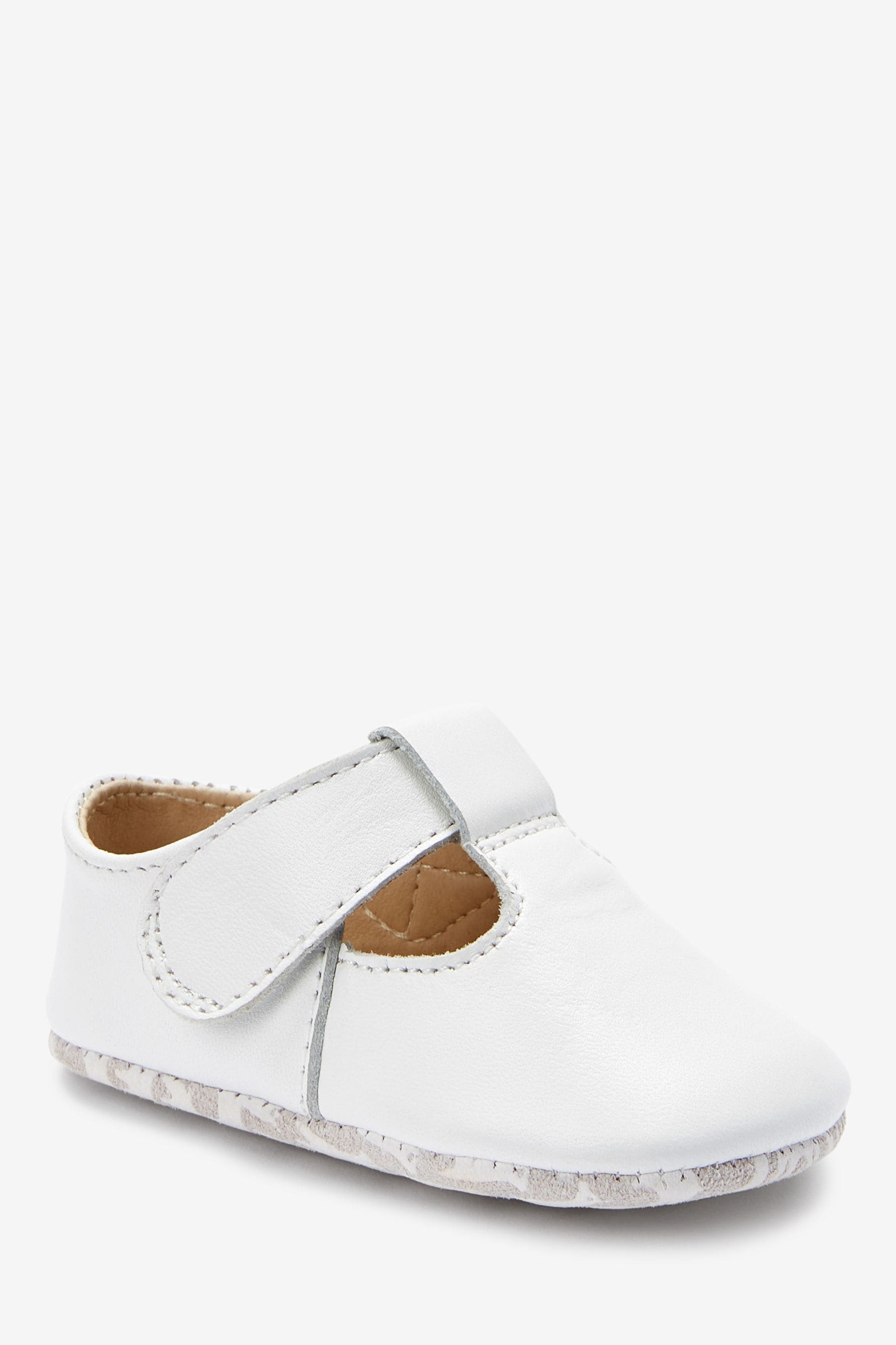 White Leather T-Bar Baby Shoes (0-24mths)