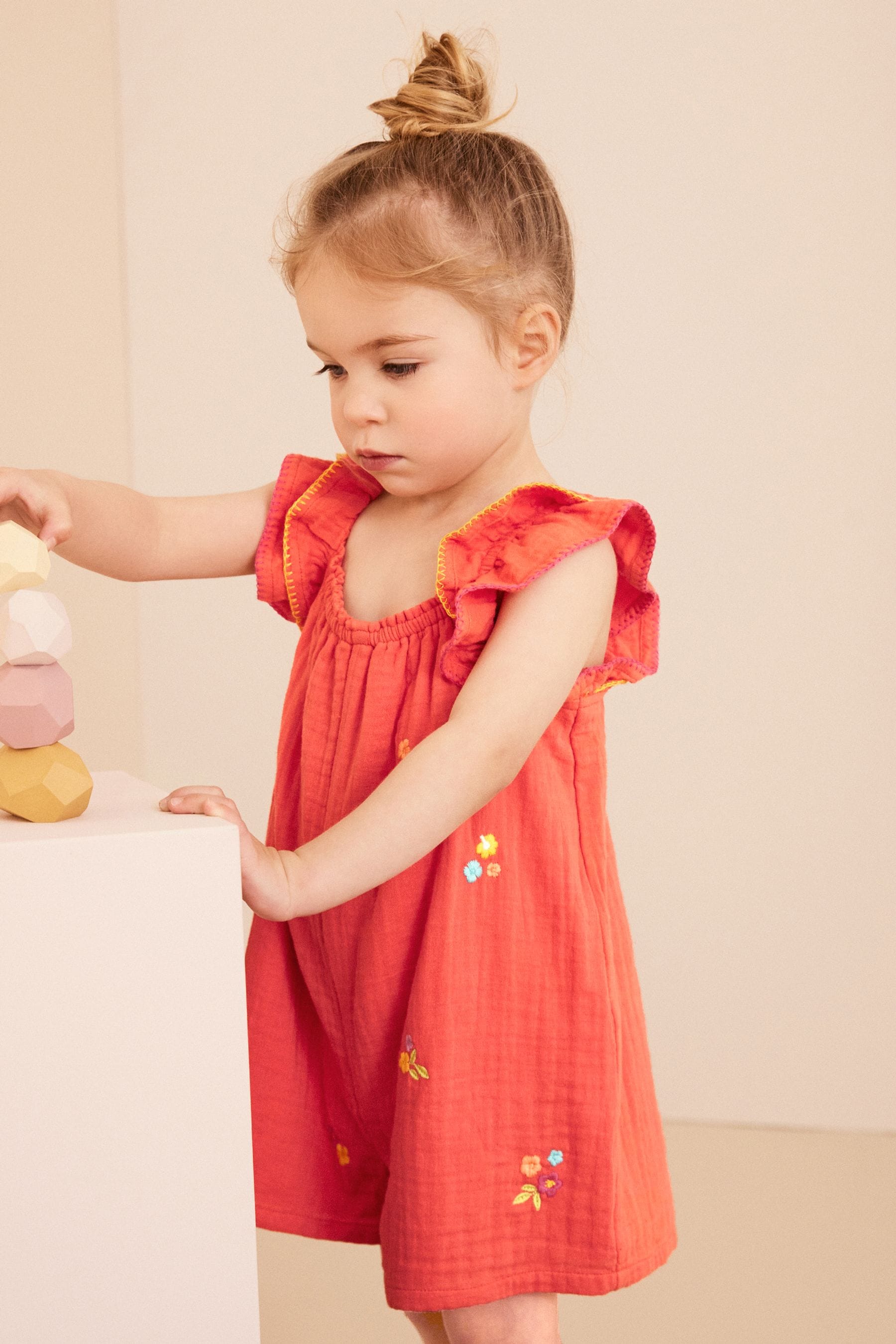 Coral Pink Embellished Playsuit (3mths-7yrs)