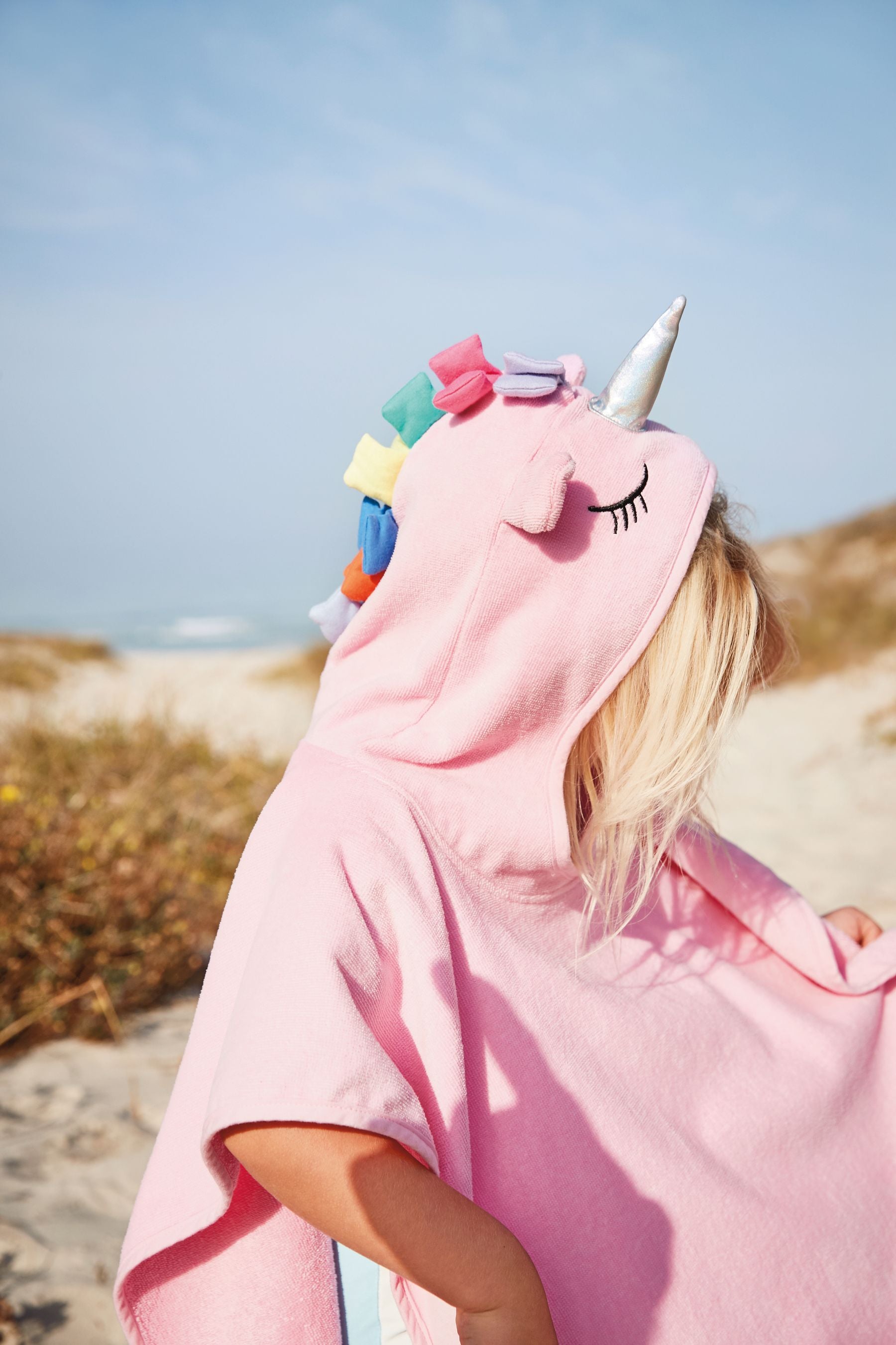 Pink Unicorn Towelling Poncho