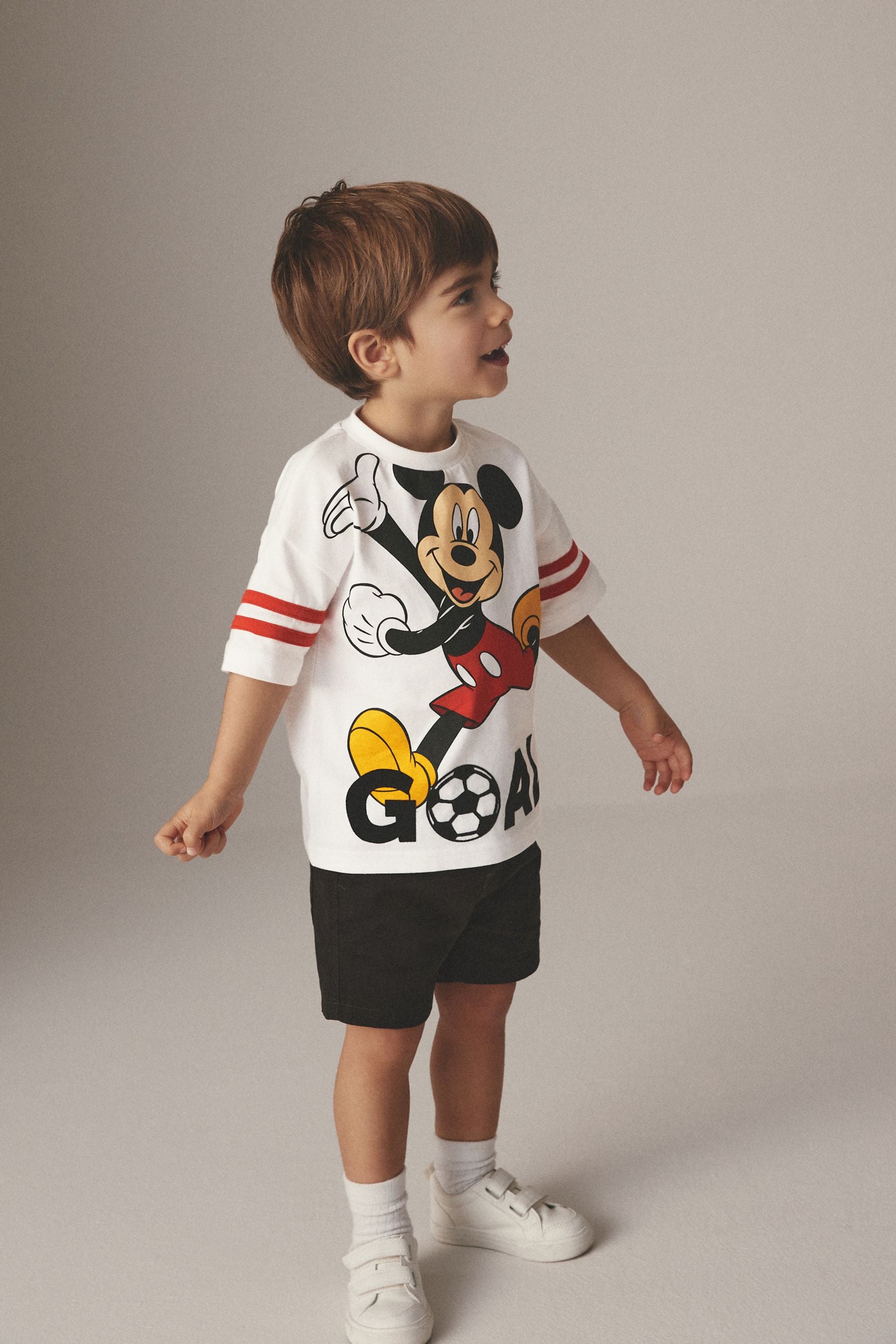 White 100% Cotton Mickey Football Short Sleeve T-Shirt (6mths-8yrs)