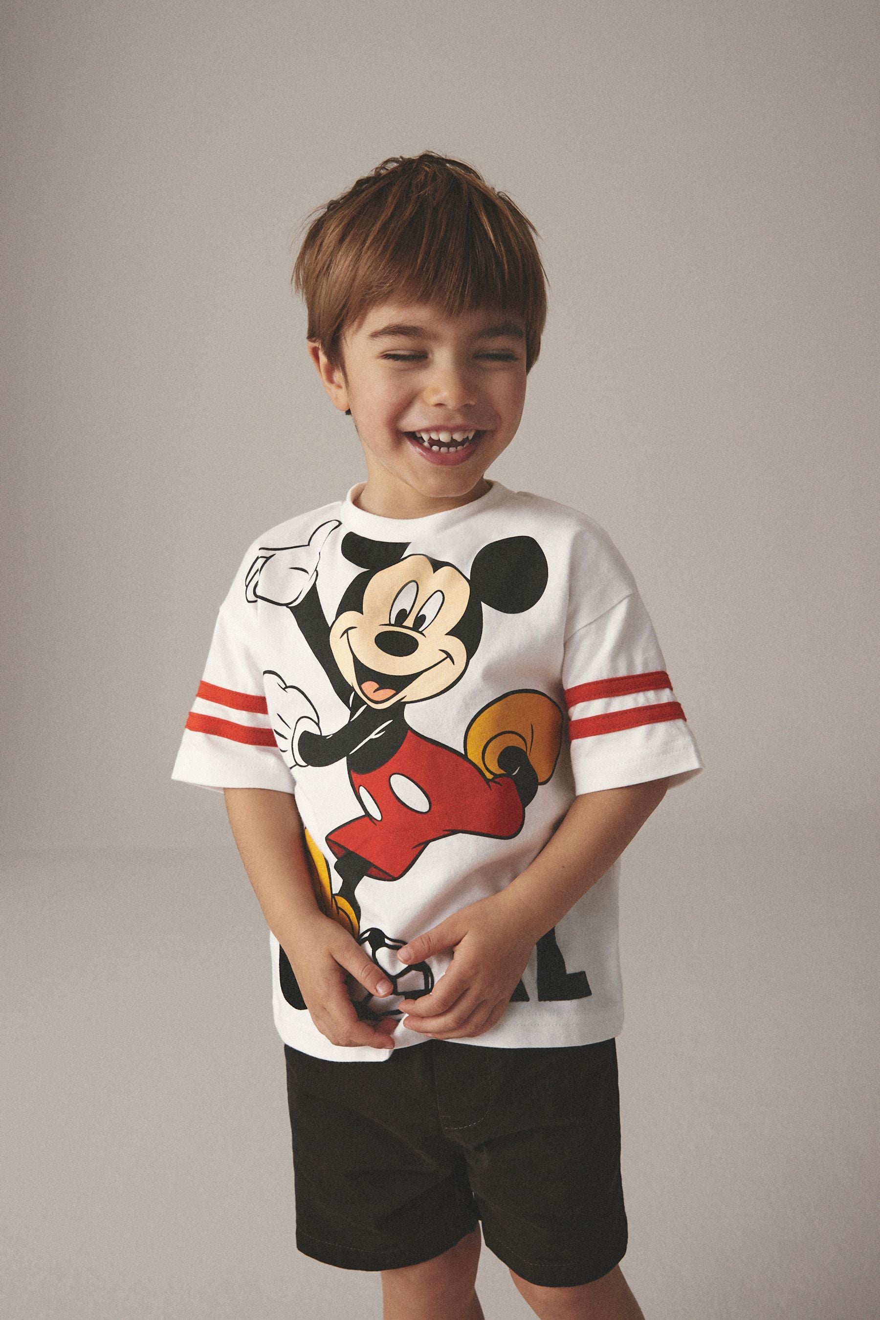 White 100% Cotton Mickey Football Short Sleeve T-Shirt (6mths-8yrs)