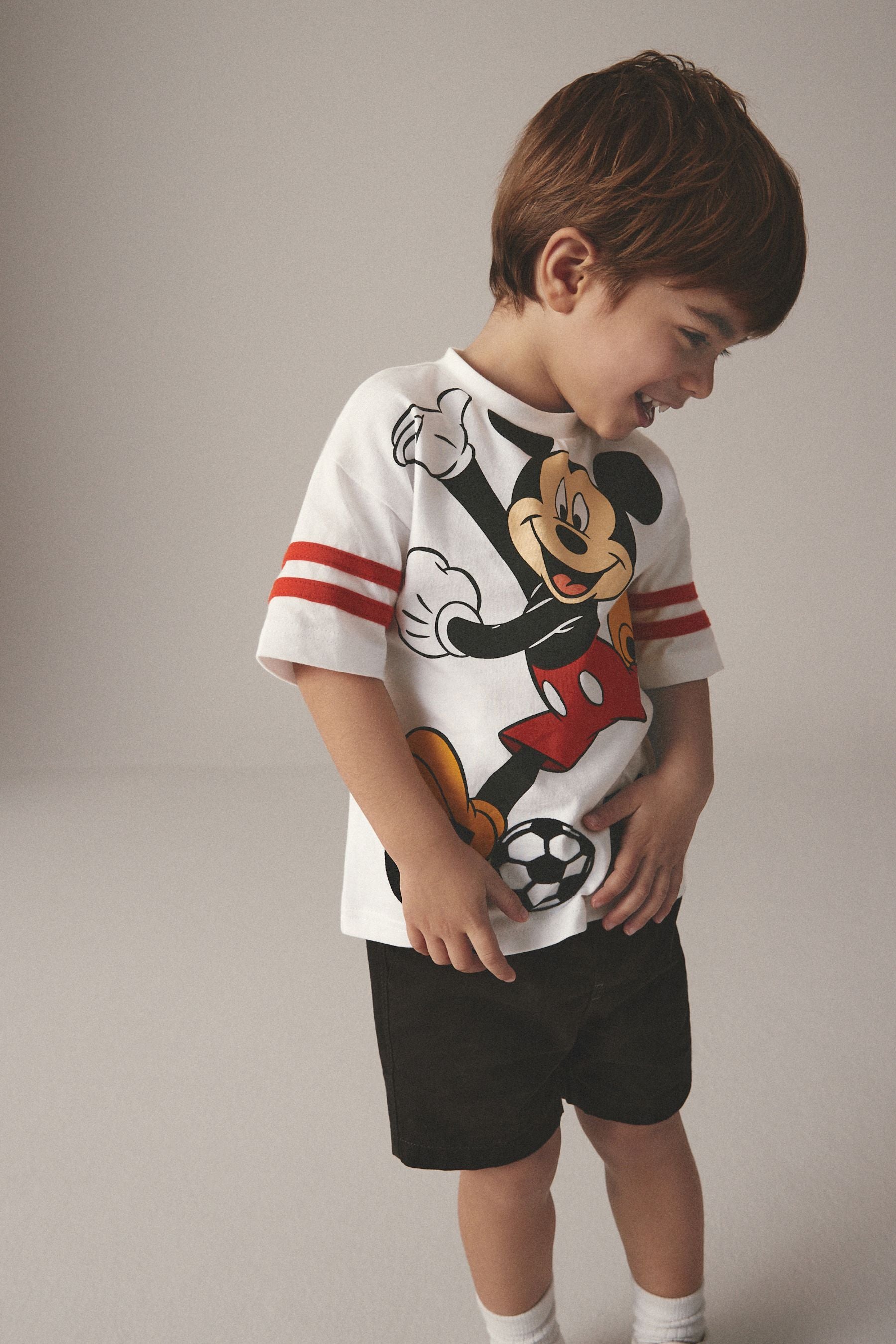 White 100% Cotton Mickey Football Short Sleeve T-Shirt (6mths-8yrs)