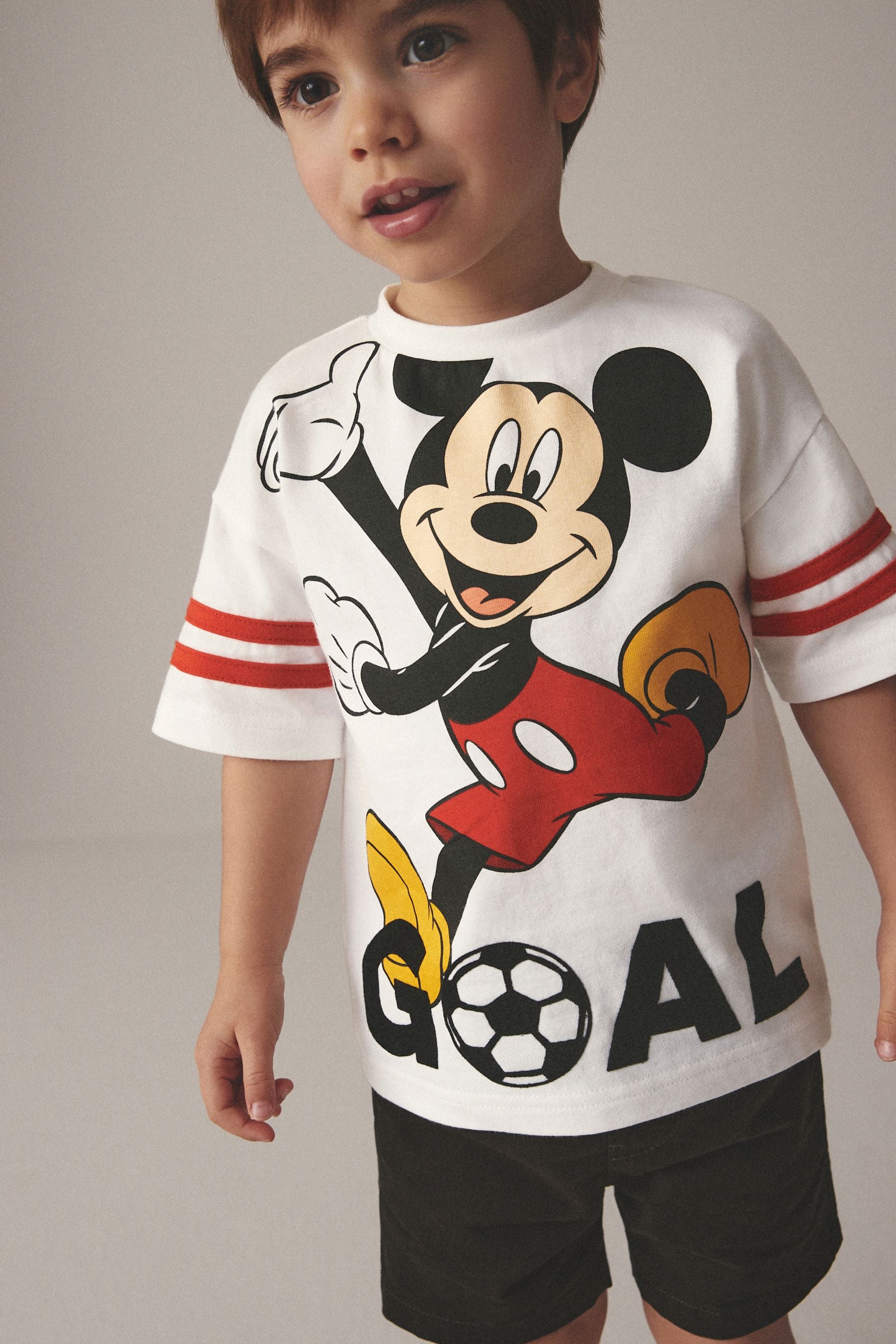 White 100% Cotton Mickey Football Short Sleeve T-Shirt (6mths-8yrs)