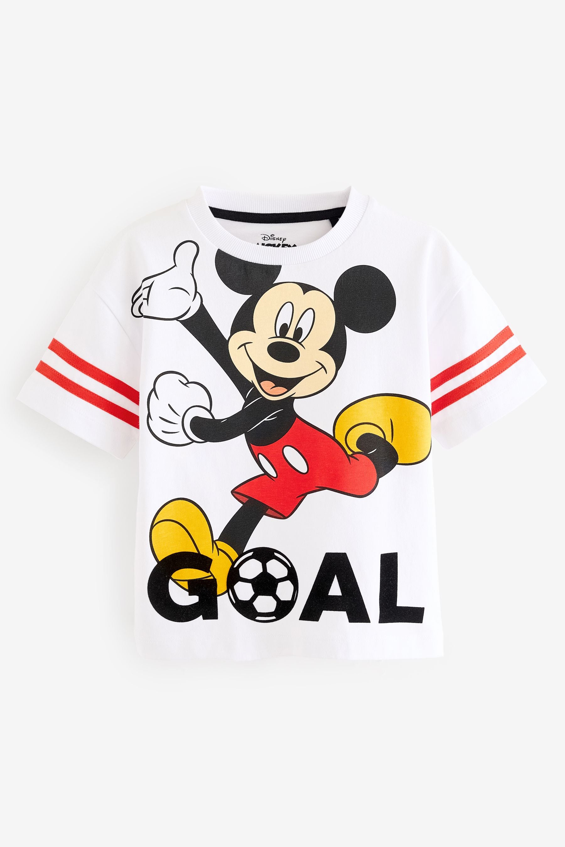 White 100% Cotton Mickey Football Short Sleeve T-Shirt (6mths-8yrs)