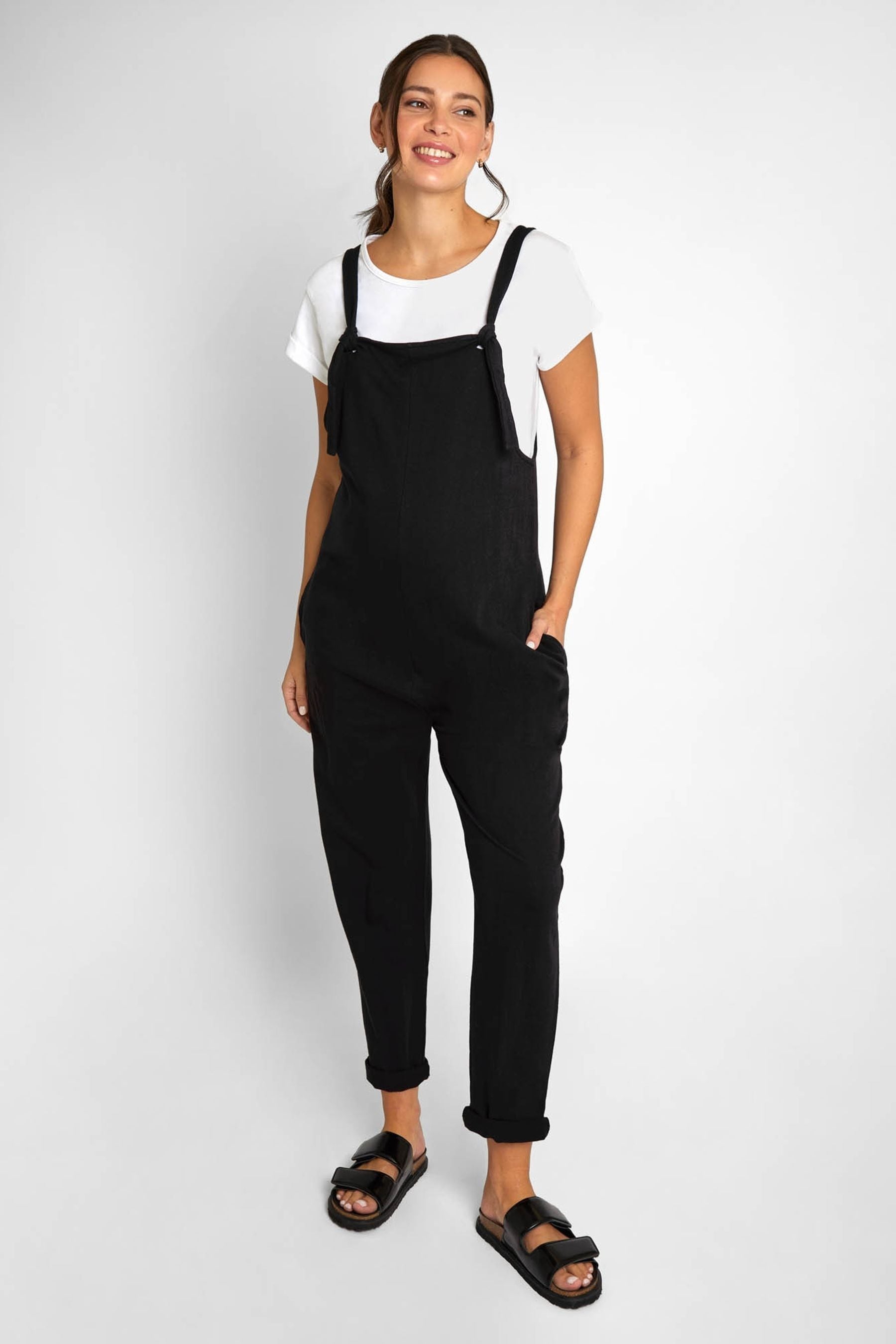 Black JoJo Maman Bébé Jersey Maternity Dungarees