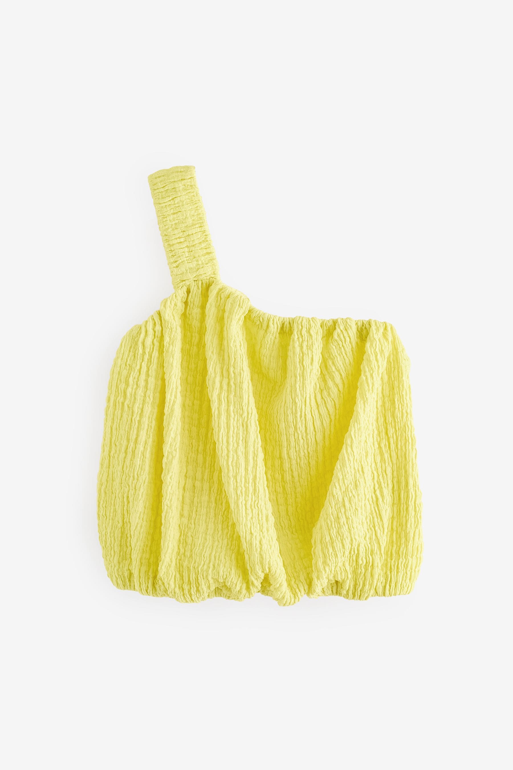 Yellow One Shoulder Texture Bubble Top (3-16yrs)