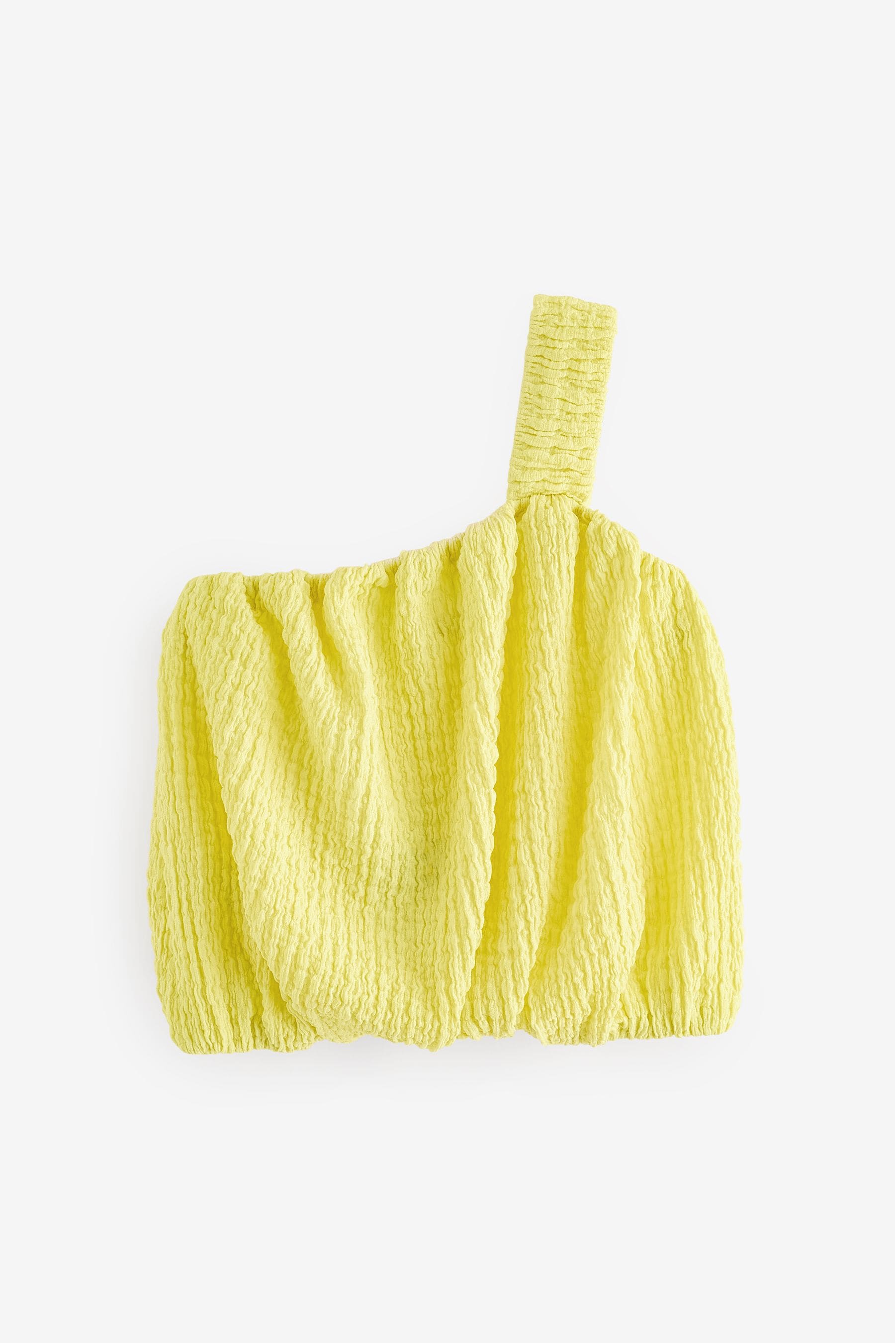 Yellow One Shoulder Texture Bubble Top (3-16yrs)