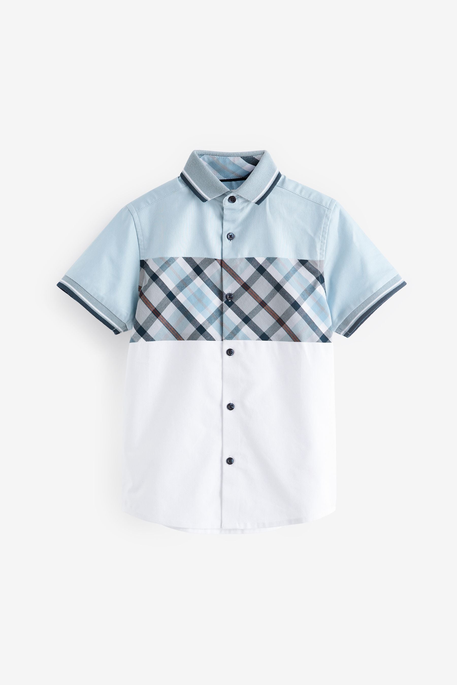 Blue Short Sleeve Check Shirt (3-16yrs)