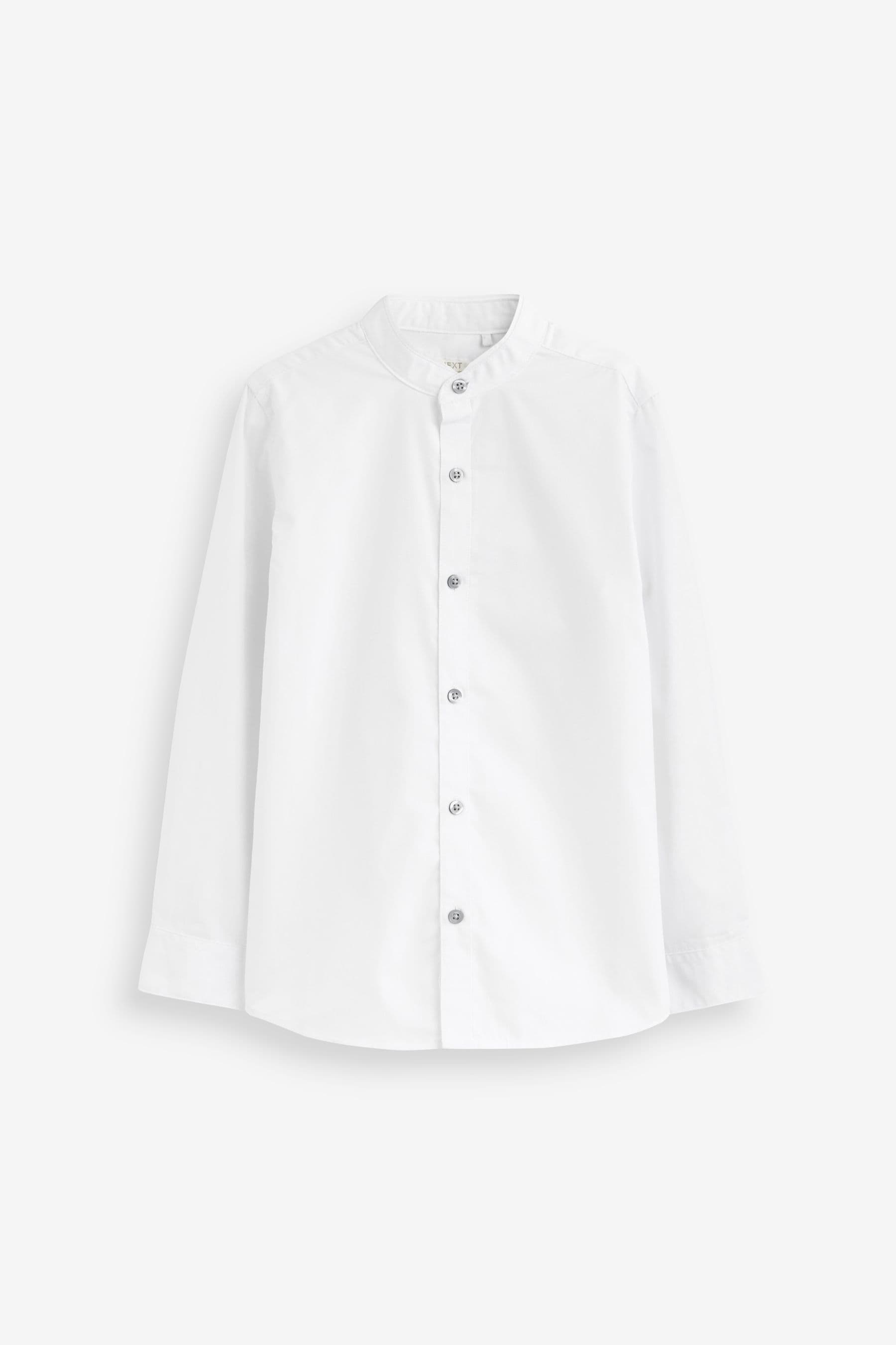 White Easy Care Grandad Collar Shirt (3-16yrs)