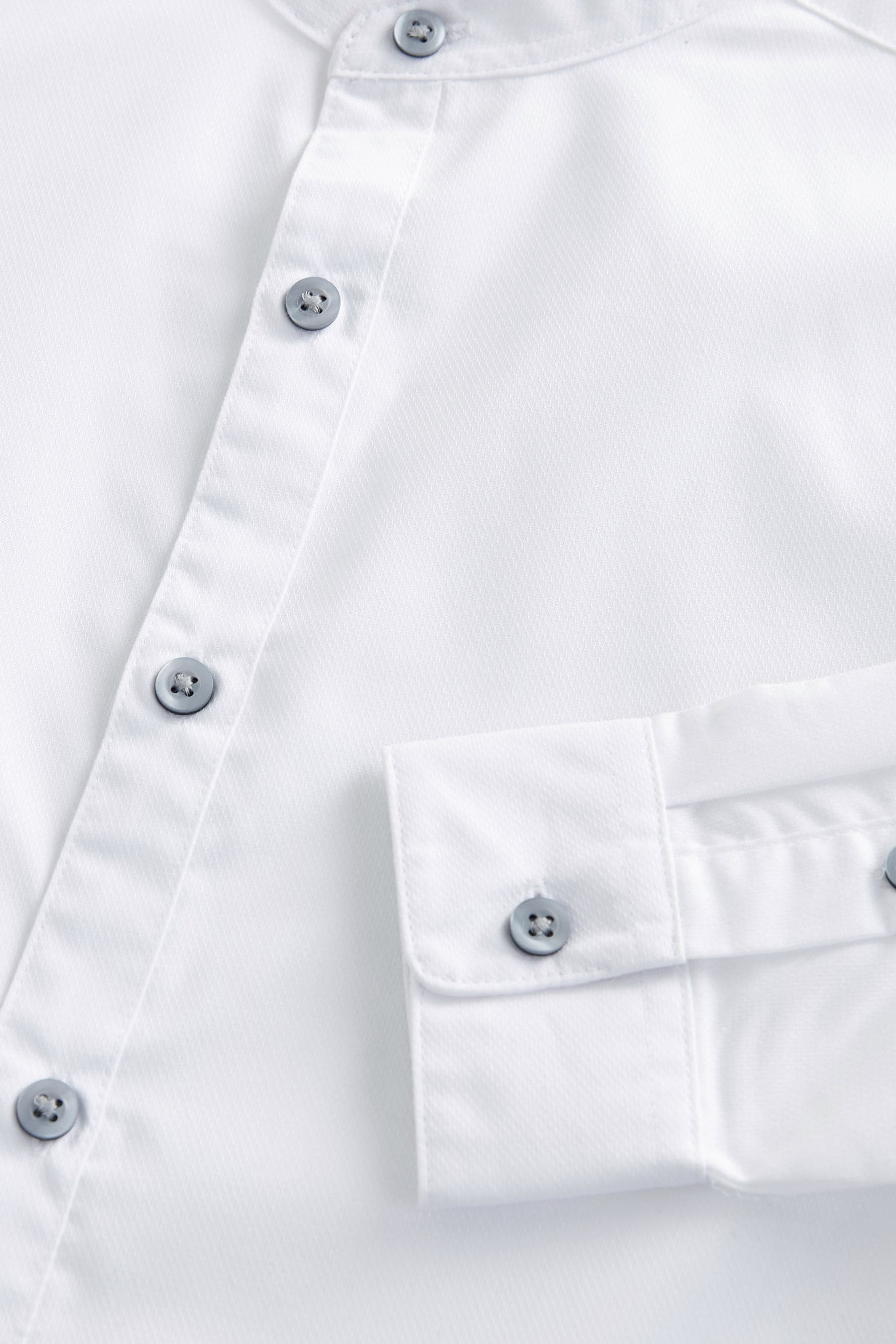 White Easy Care Grandad Collar Shirt (3-16yrs)