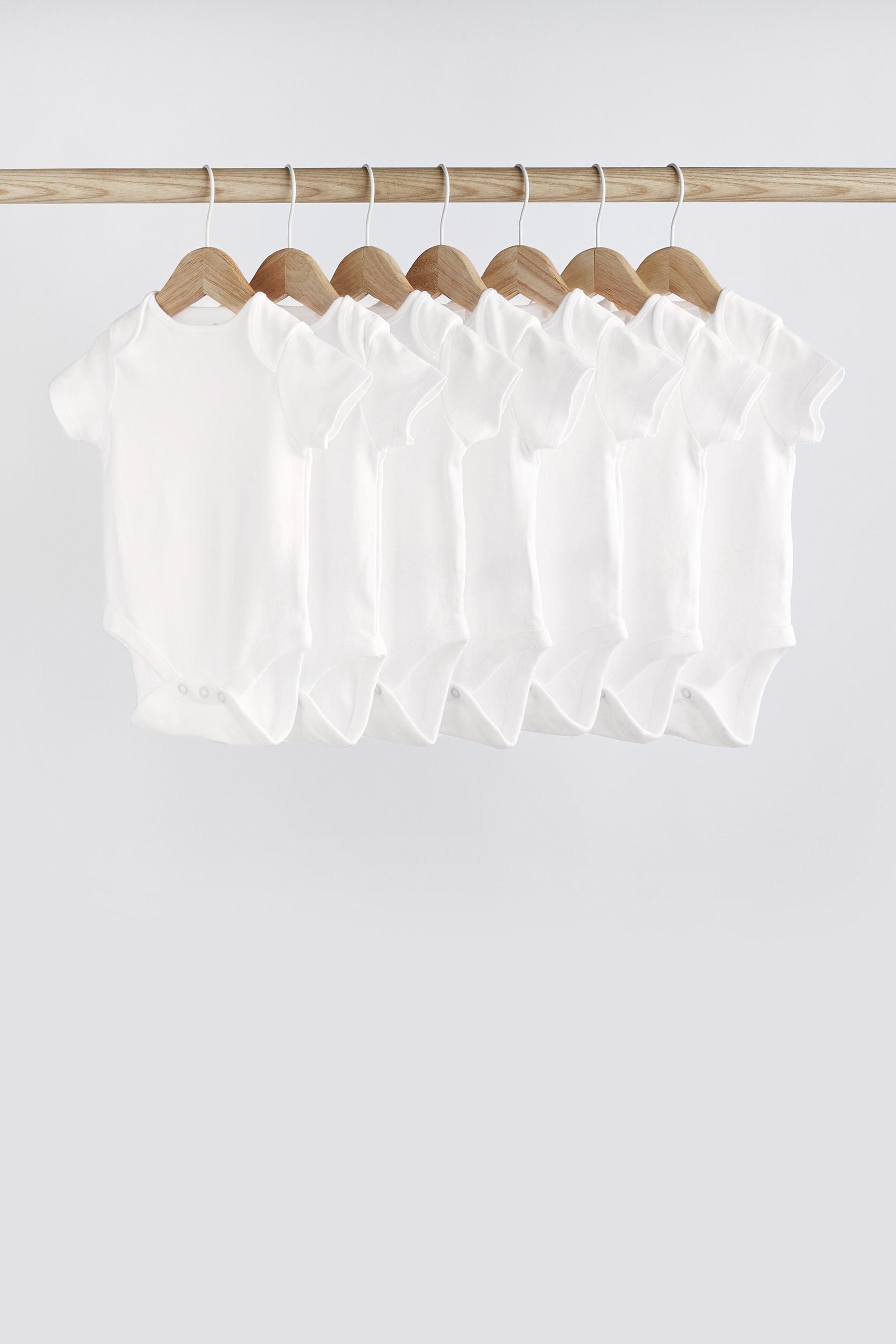 White Essential 7 Pack Baby Short Sleeve Bodysuits