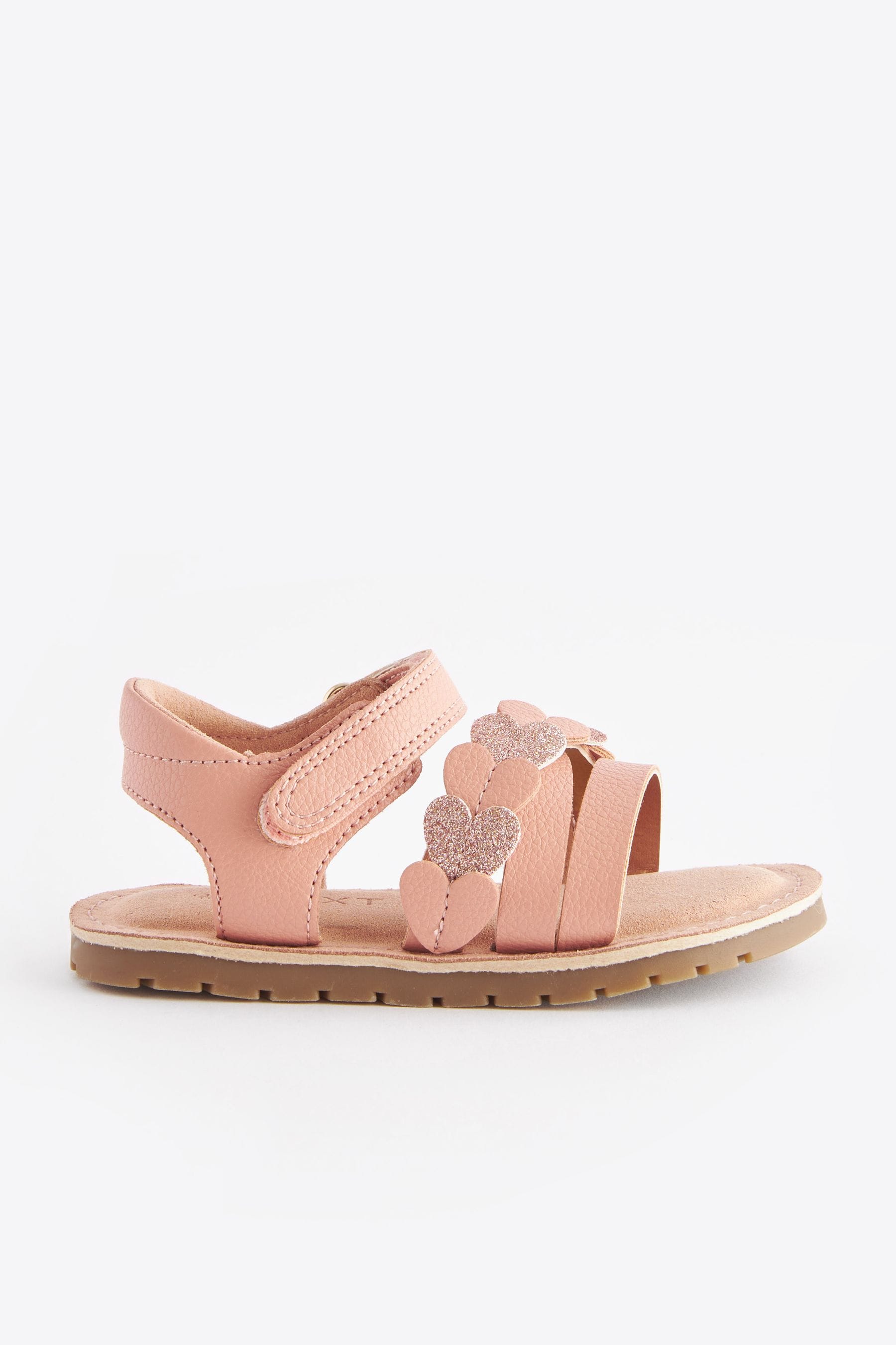 Pink Wide Fit (G) Heart Sandals