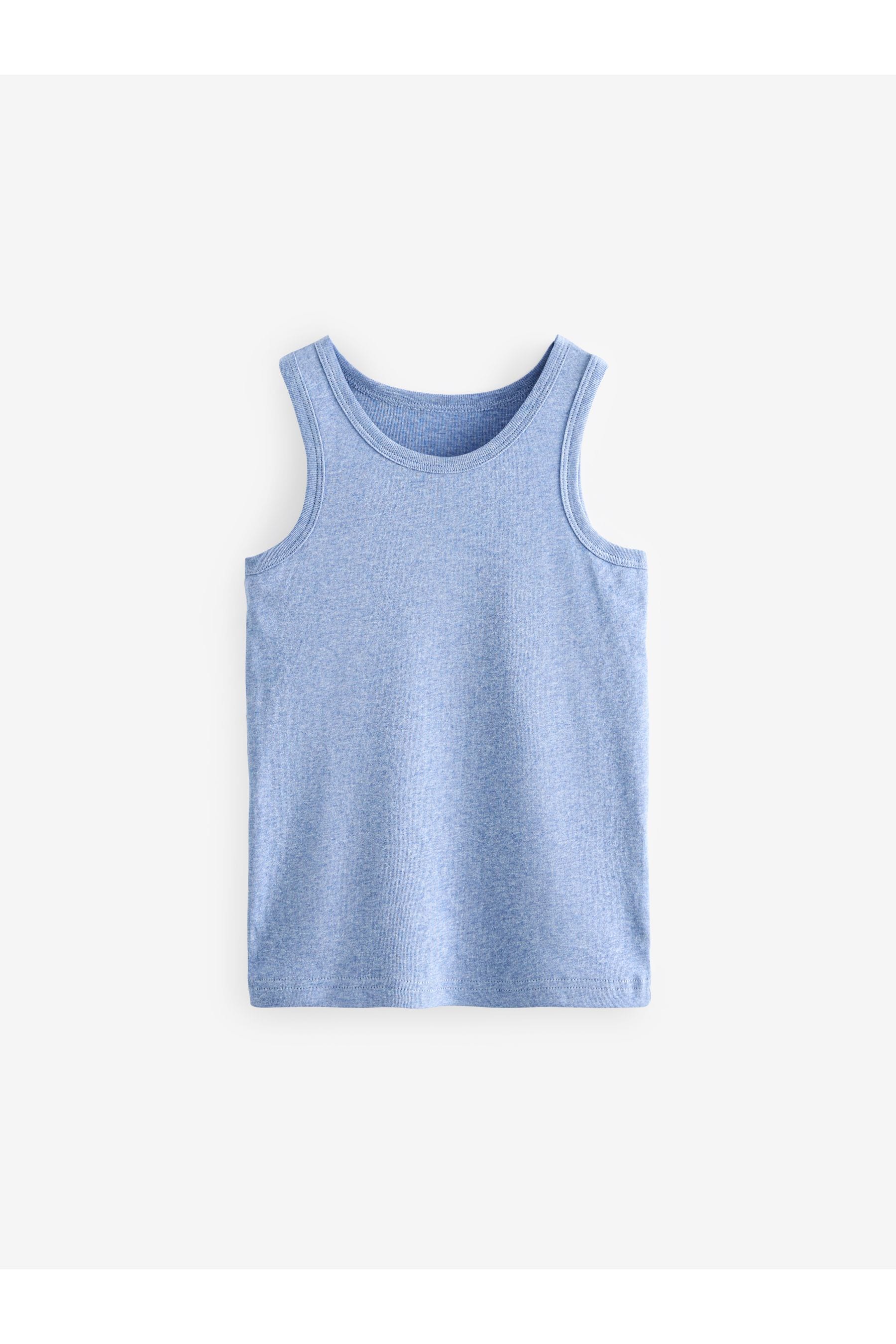 Blue Organic Cotton Vests 5 Pack (1.5-16yrs)