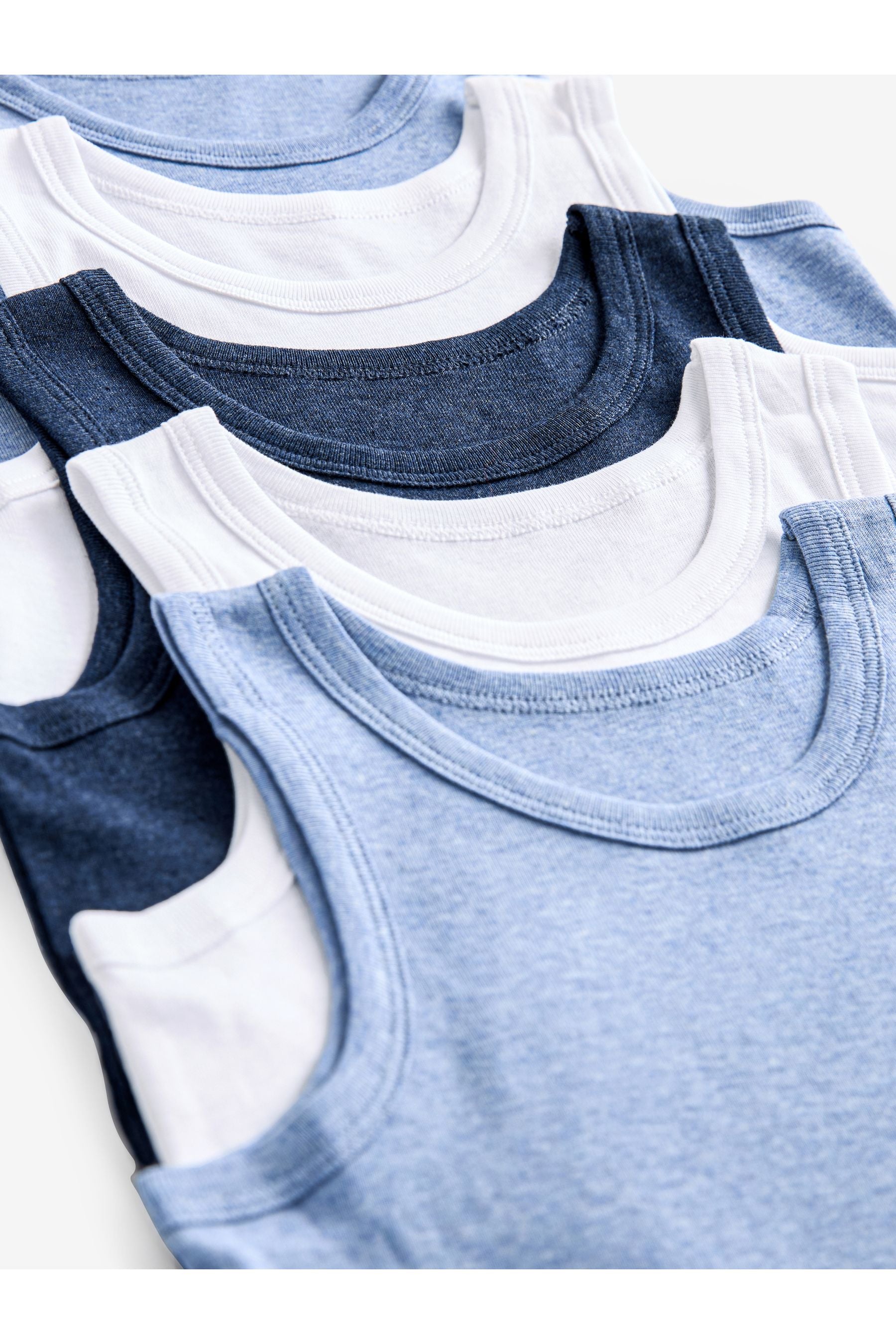 Blue Organic Cotton Vests 5 Pack (1.5-16yrs)