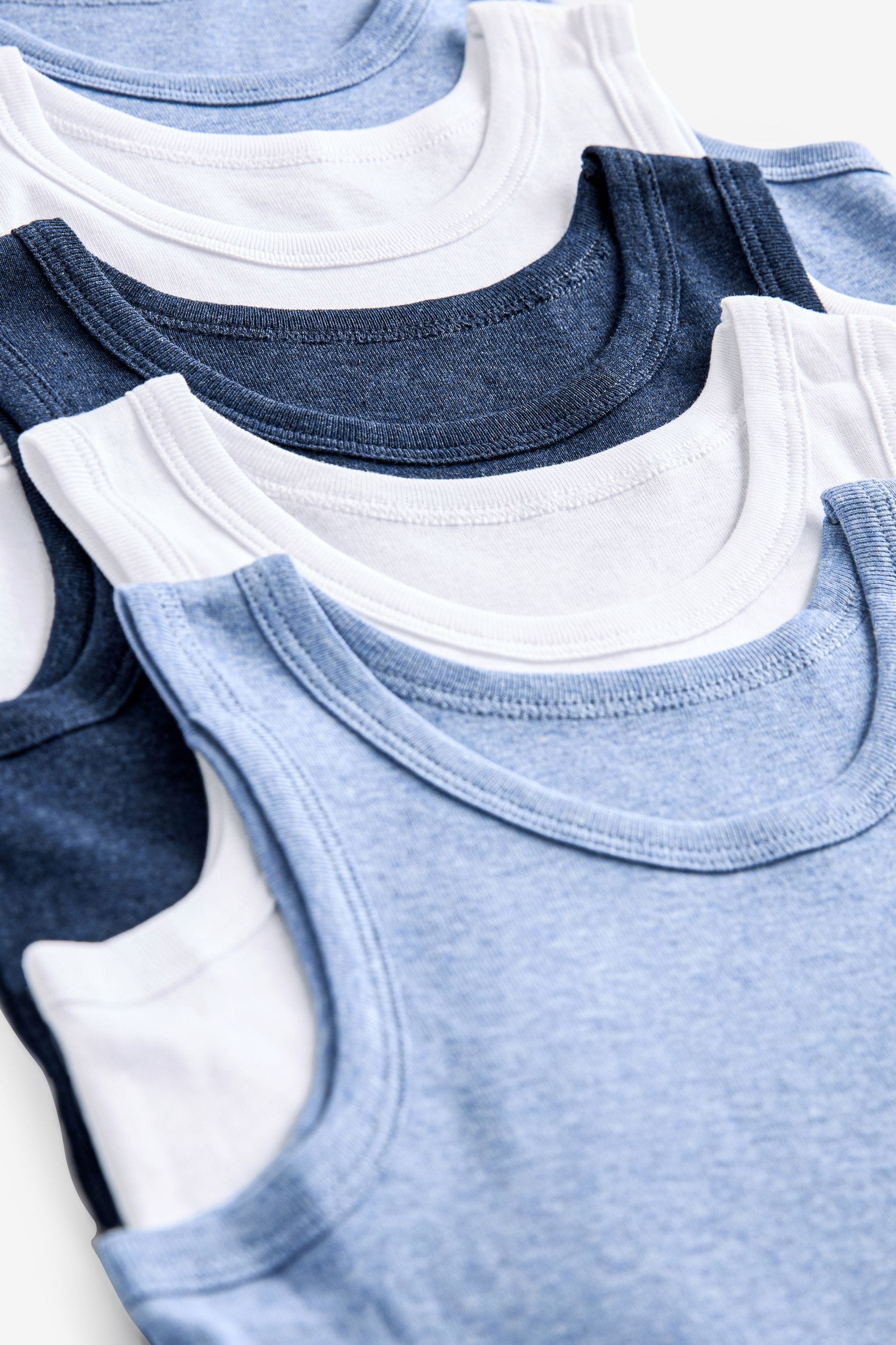 Blue Organic Cotton Vests 5 Pack (1.5-16yrs)