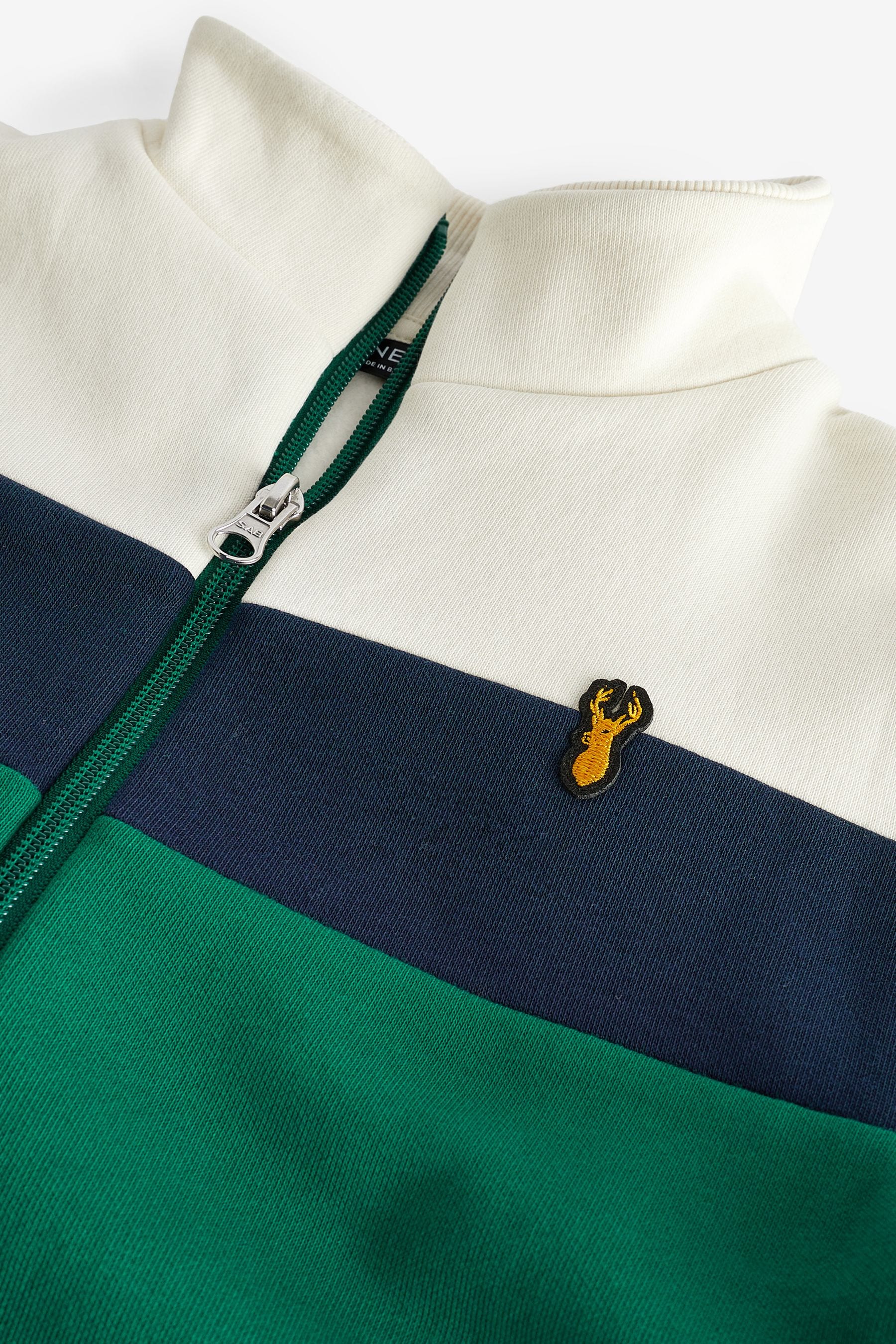 Green/Blue Zip Thru Colourblock Stag Sweatshirt (3-16yrs)