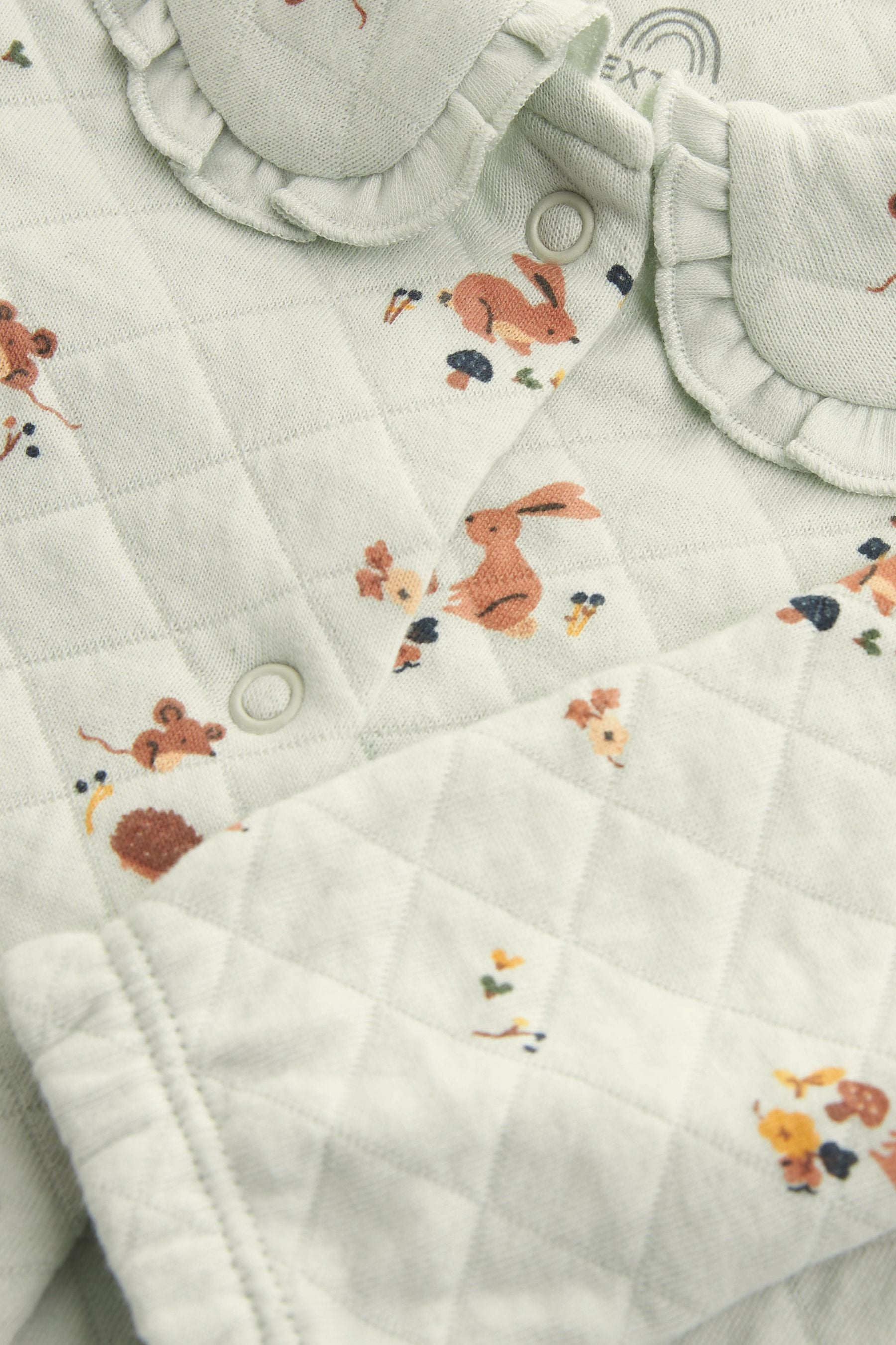 Sage Green Quilted Baby Sleepsuit