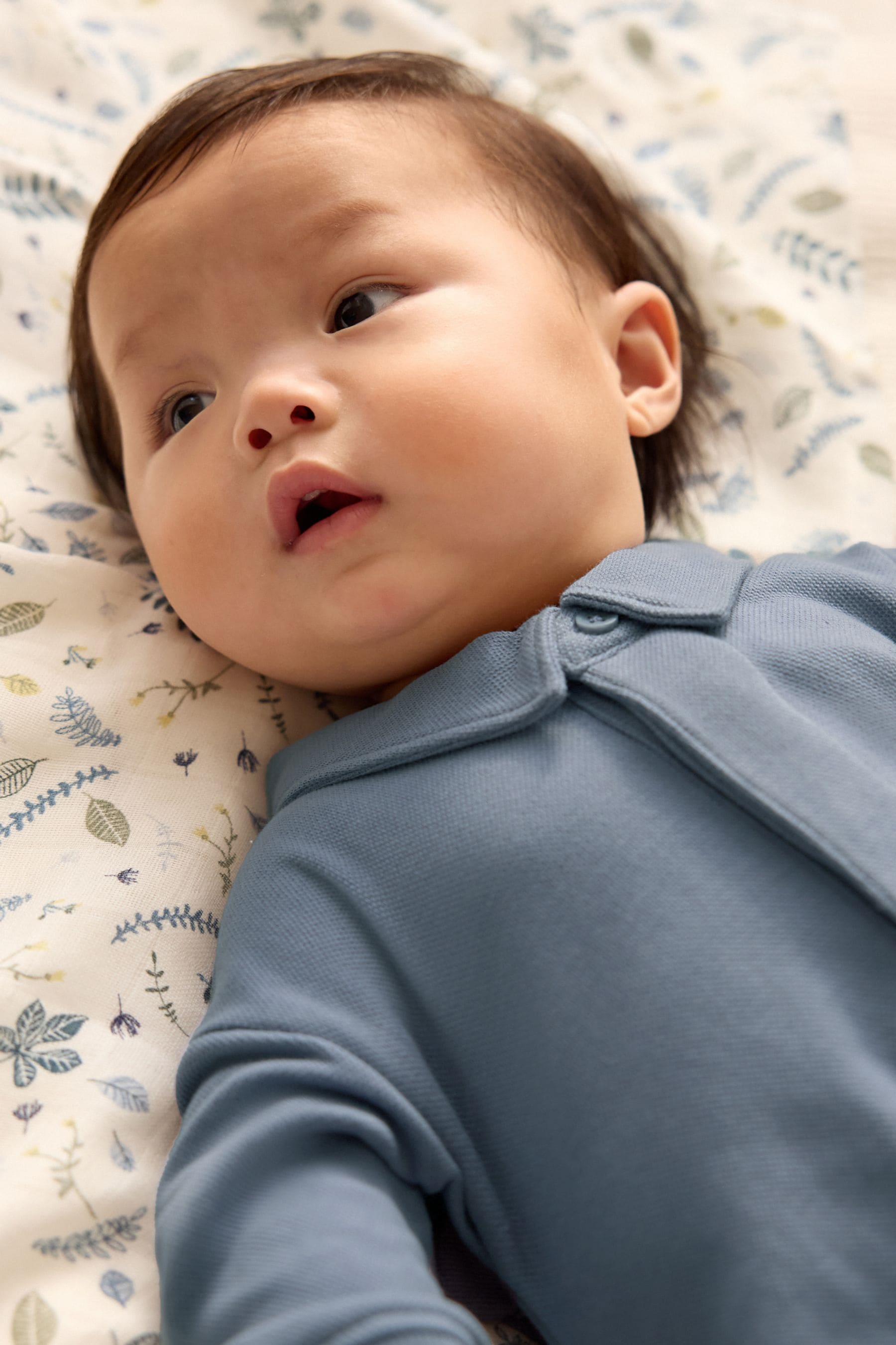 Navy Blue Baby Sweat Collar Romper