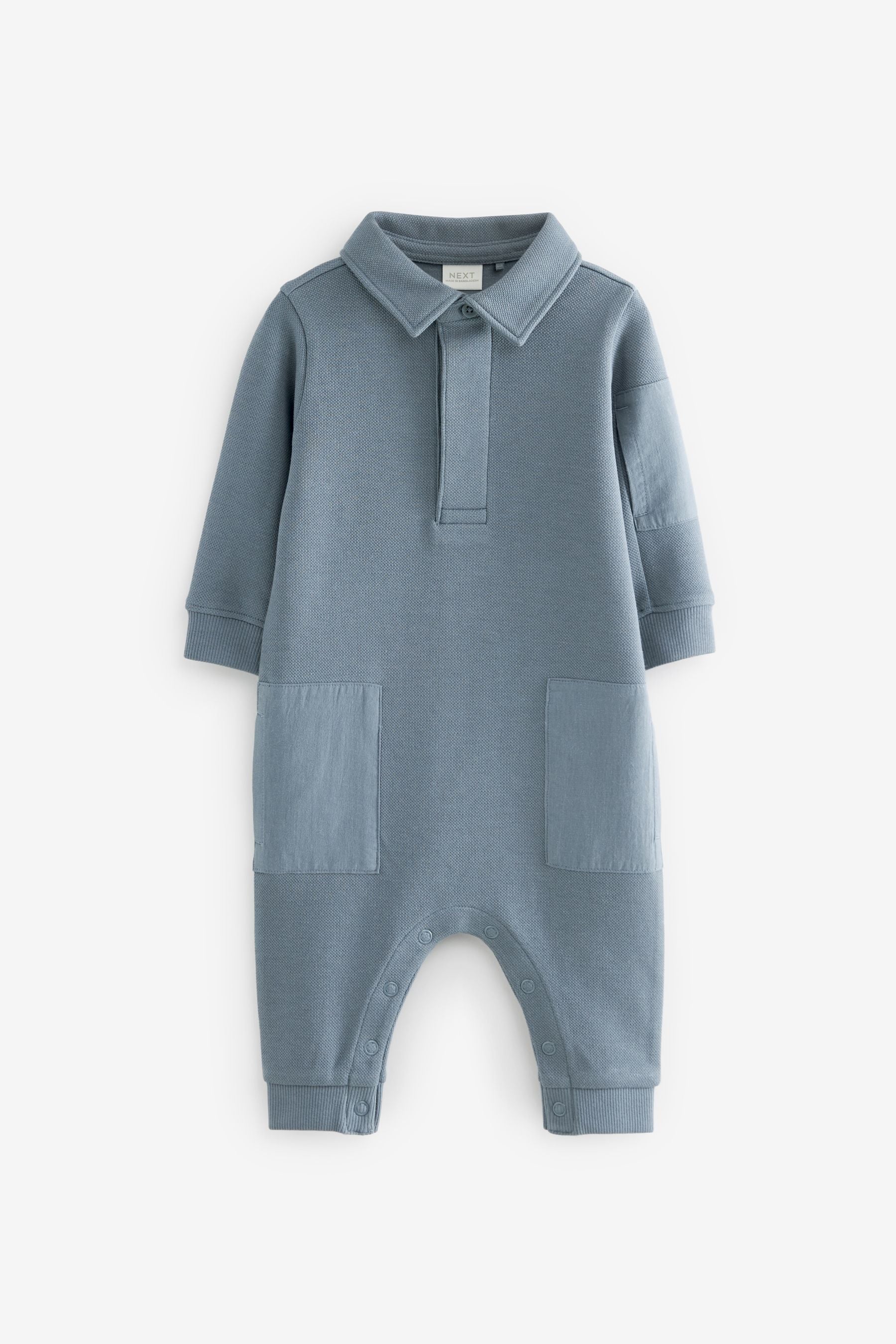 Navy Blue Baby Sweat Collar Romper