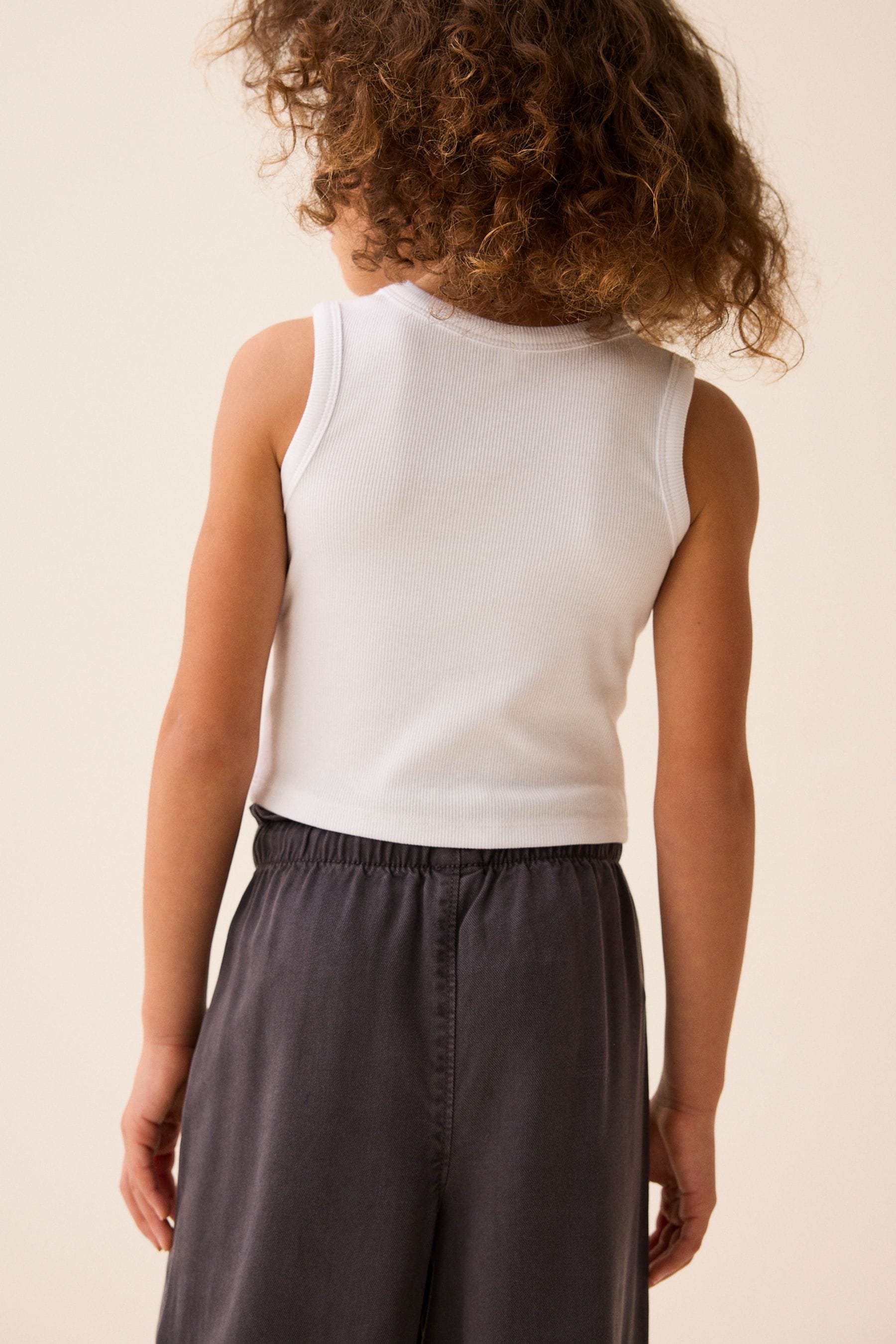 White Boxy Rib Vest (3-16yrs)