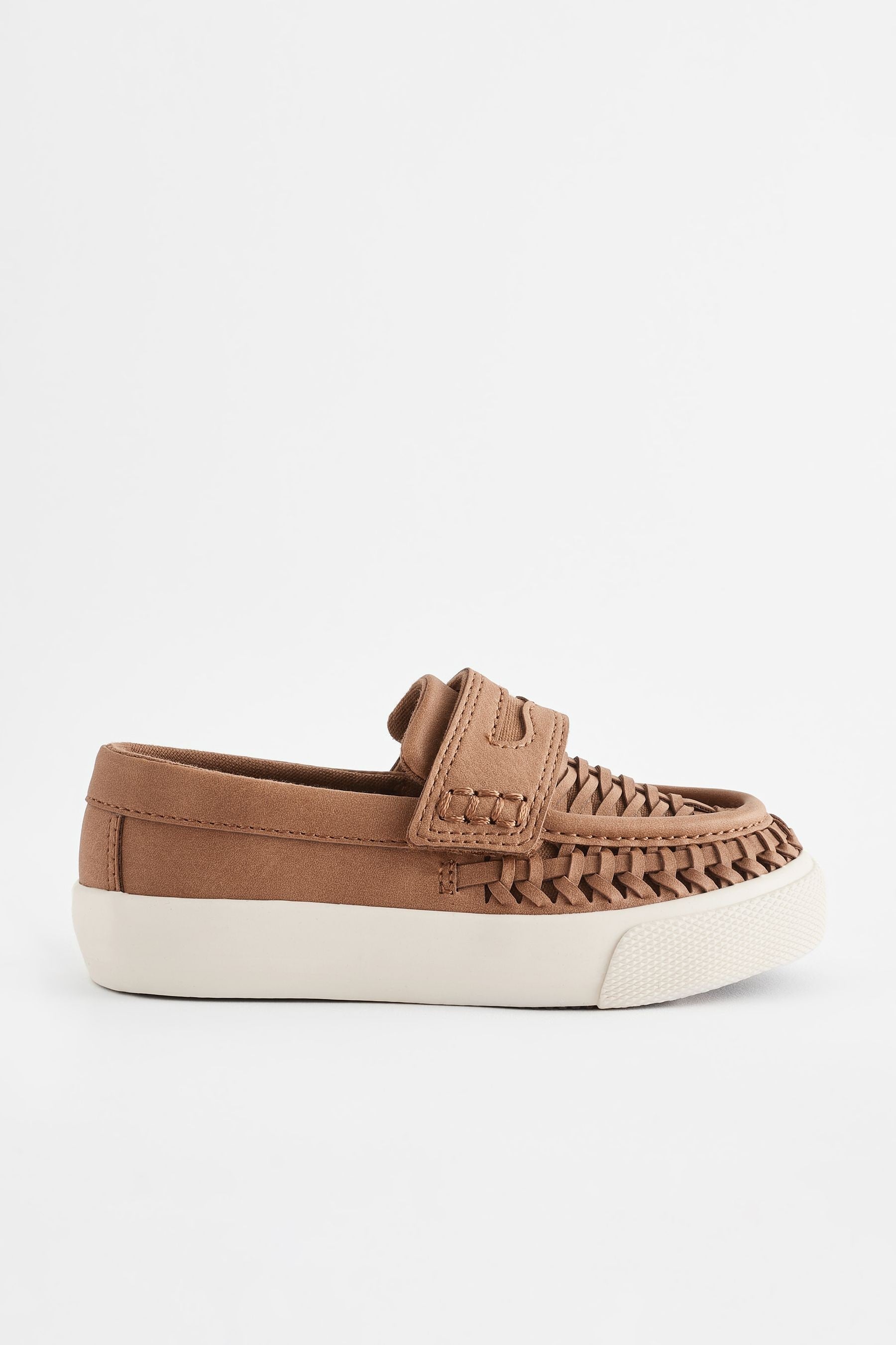 Tan Brown Woven Loafers