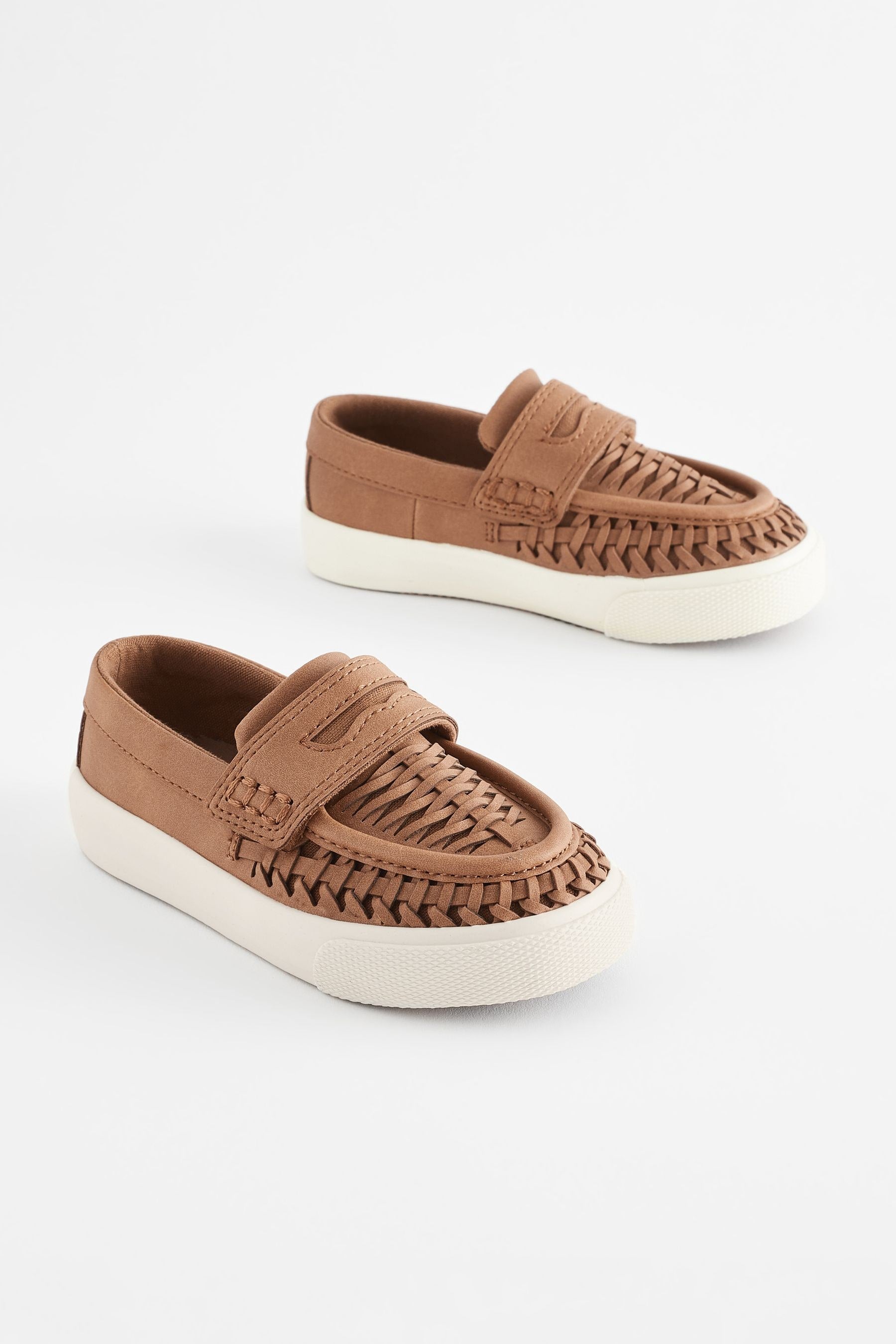 Tan Brown Woven Loafers