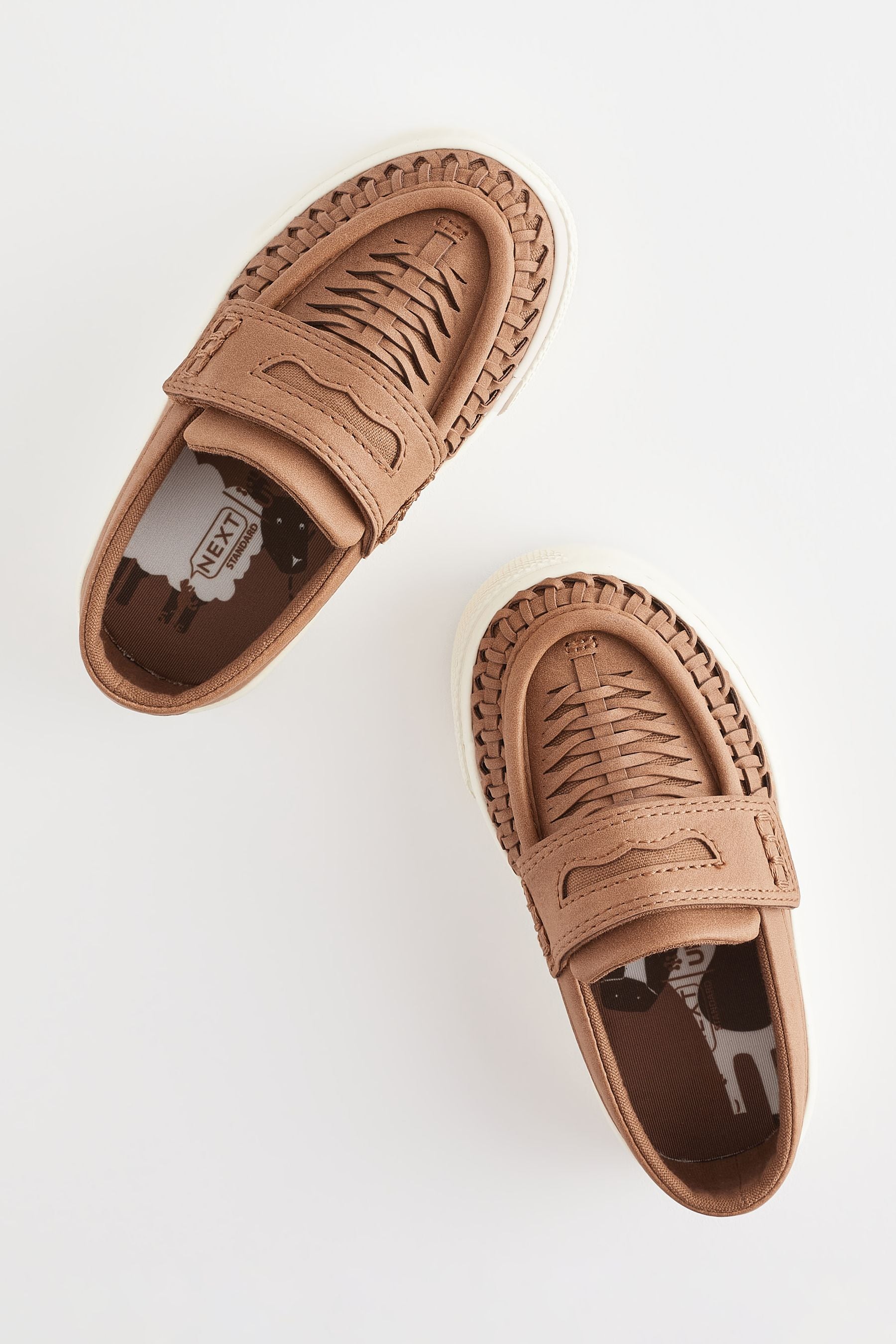 Tan Brown Woven Loafers