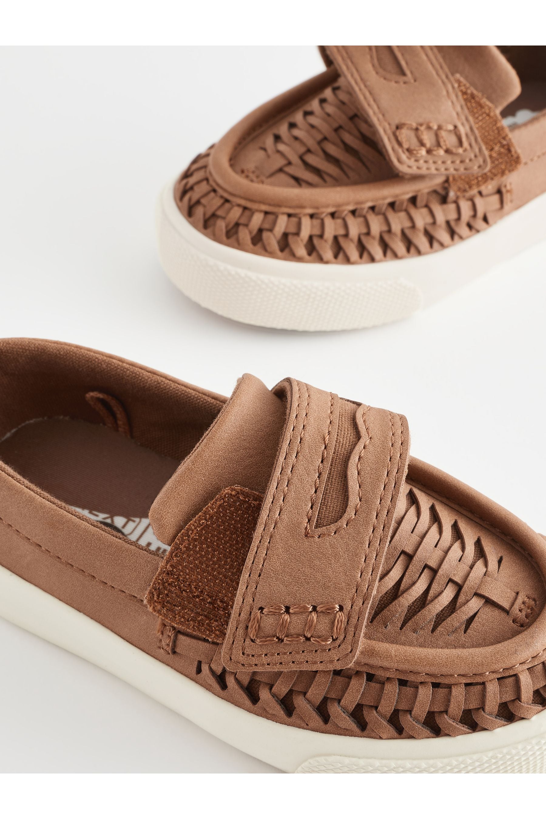 Tan Brown Woven Loafers