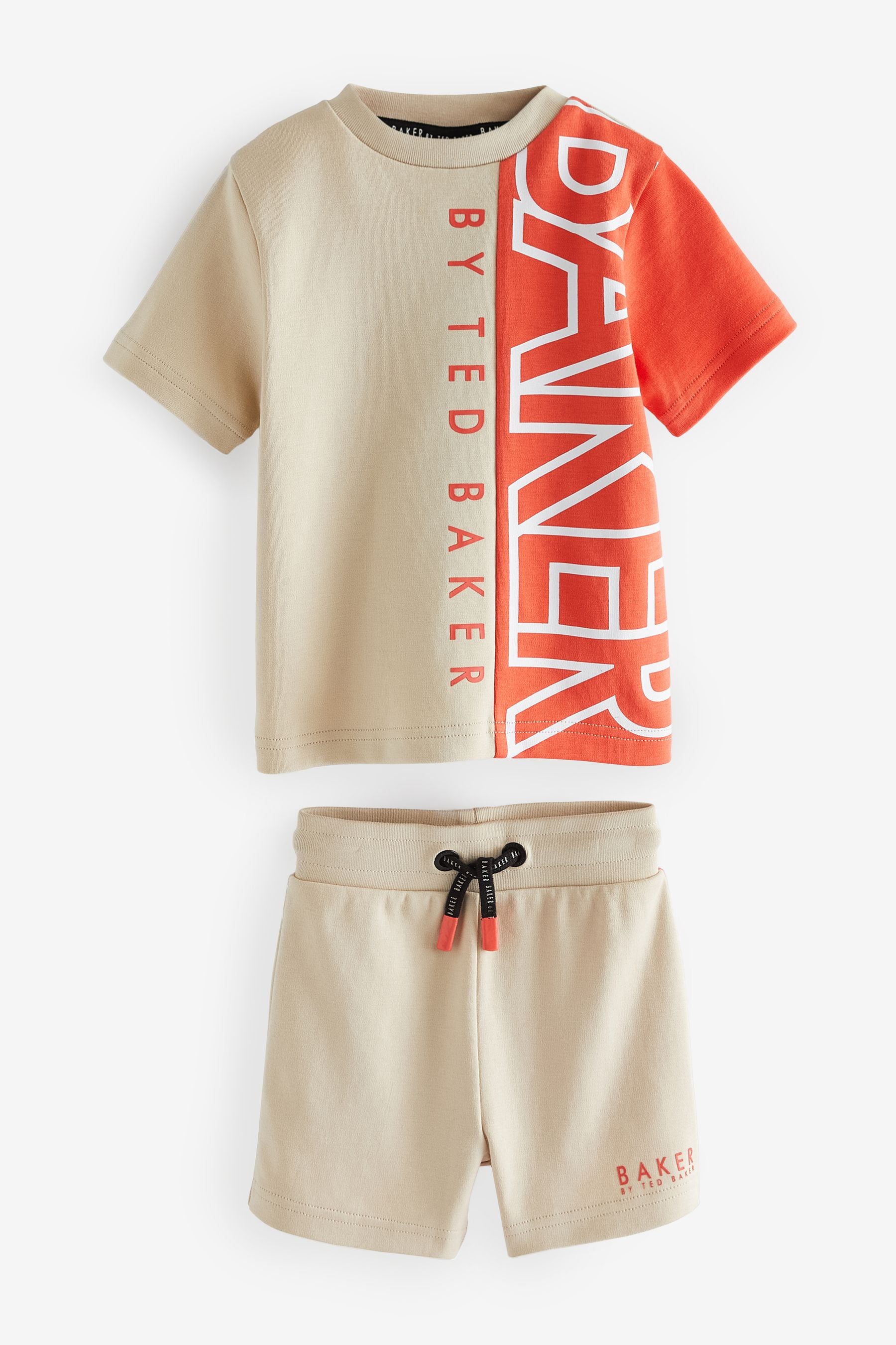 Baker by Ted Baker Orange Colourblock T-Shirt And Shorts Set