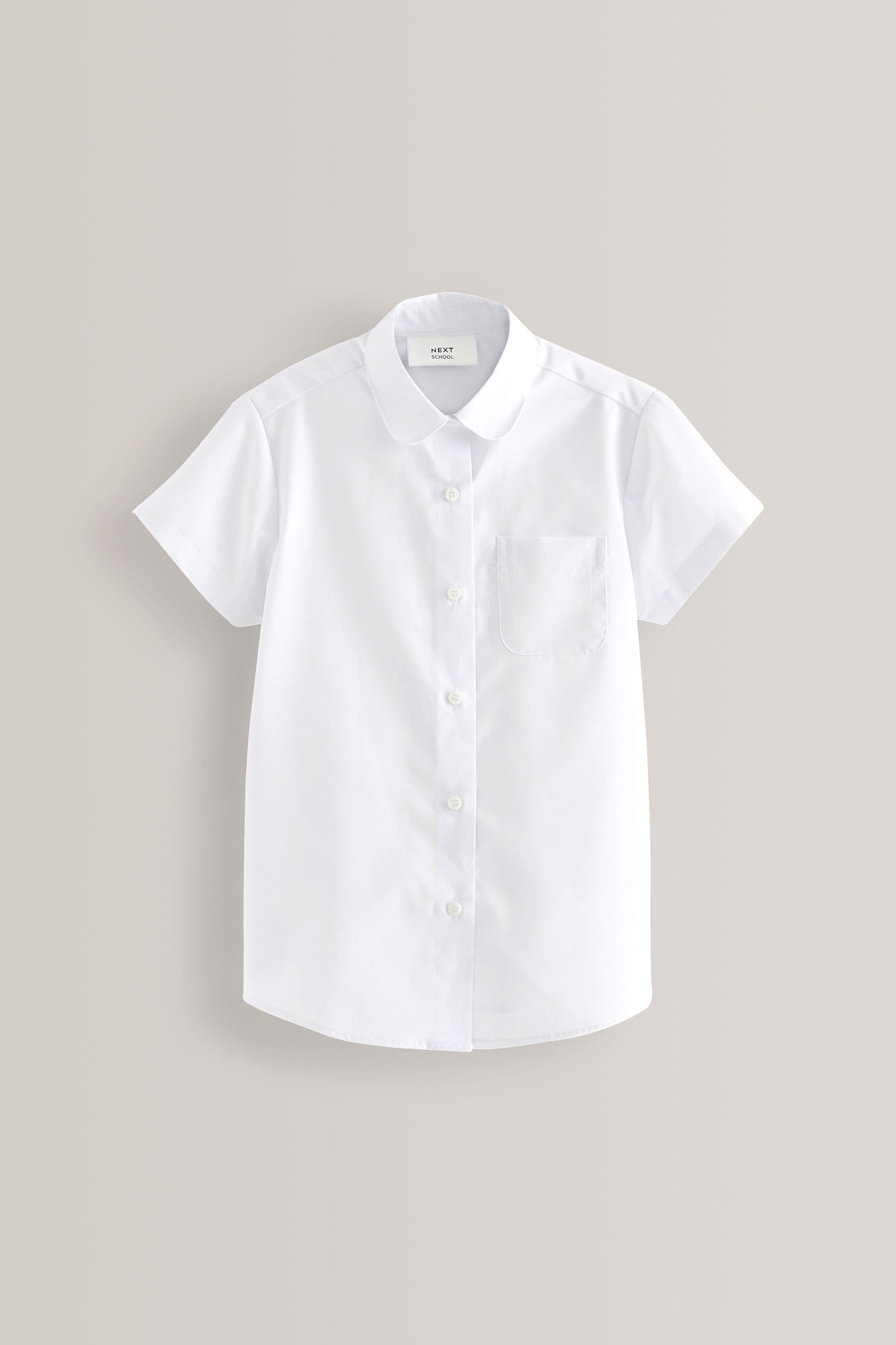 White 2 Pack Short Sleeve Curved Collar School Shirt (3-16yrs)