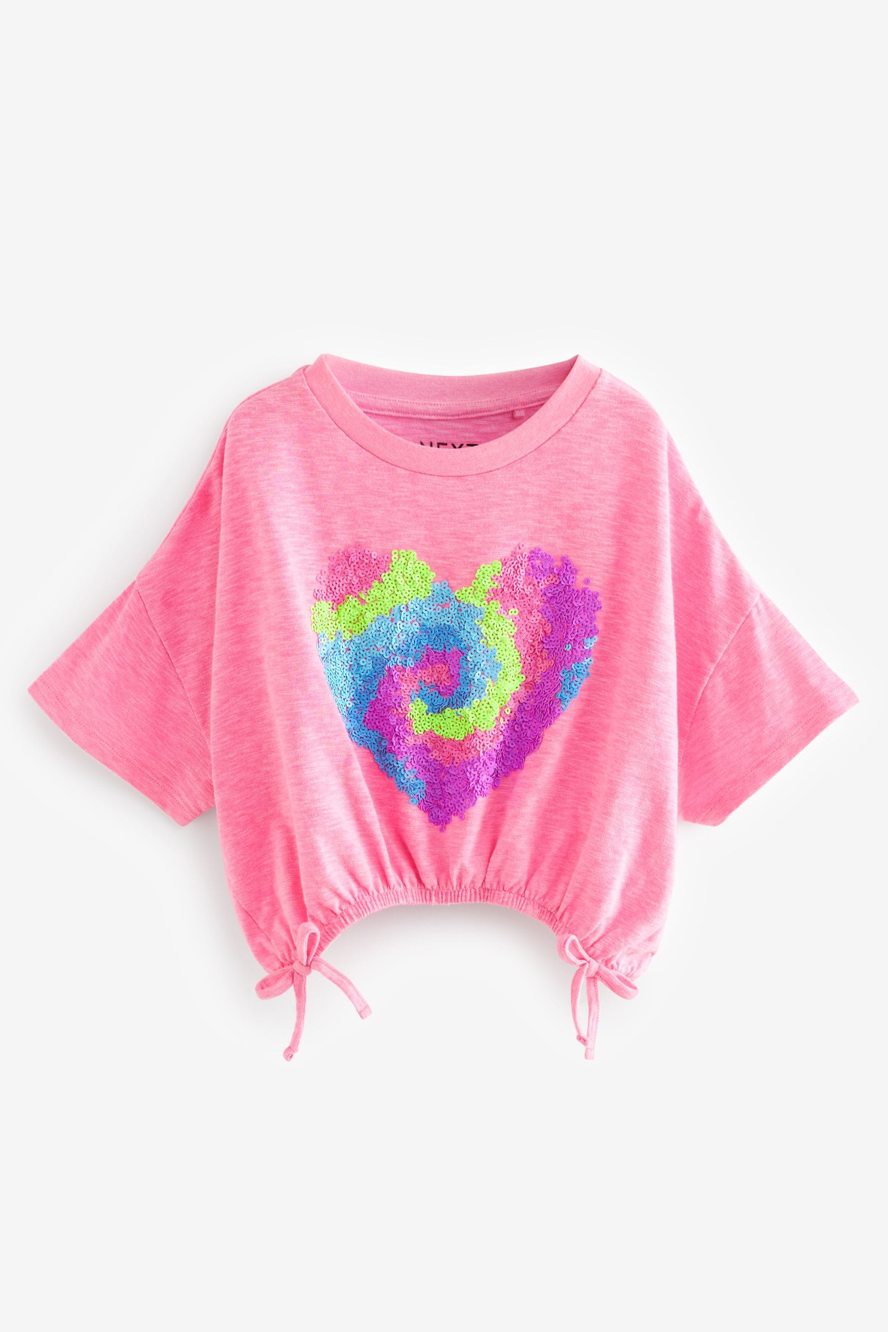 Bright Pink Sequin Heart T-Shirt (3-16yrs)