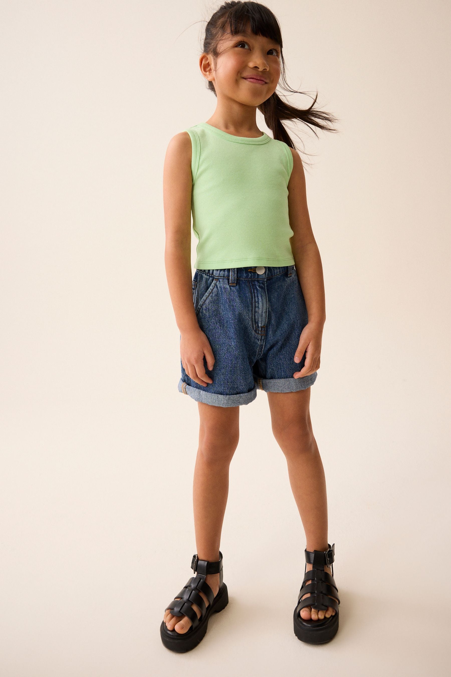 Lime Green Boxy Rib Vest (3-16yrs)