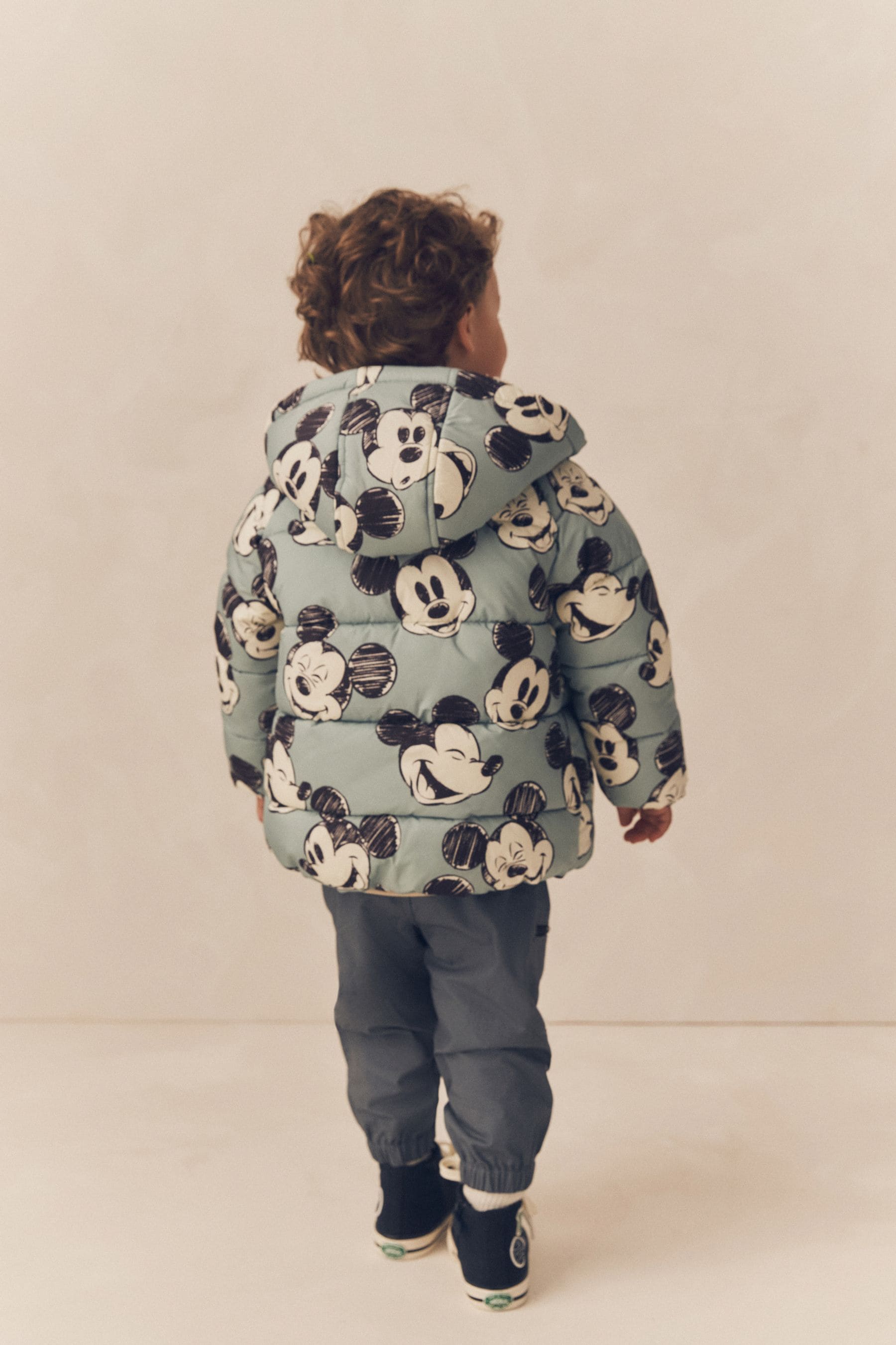 Light Blue Mickey Borg Lined Padded Coat (3mths-7yrs)