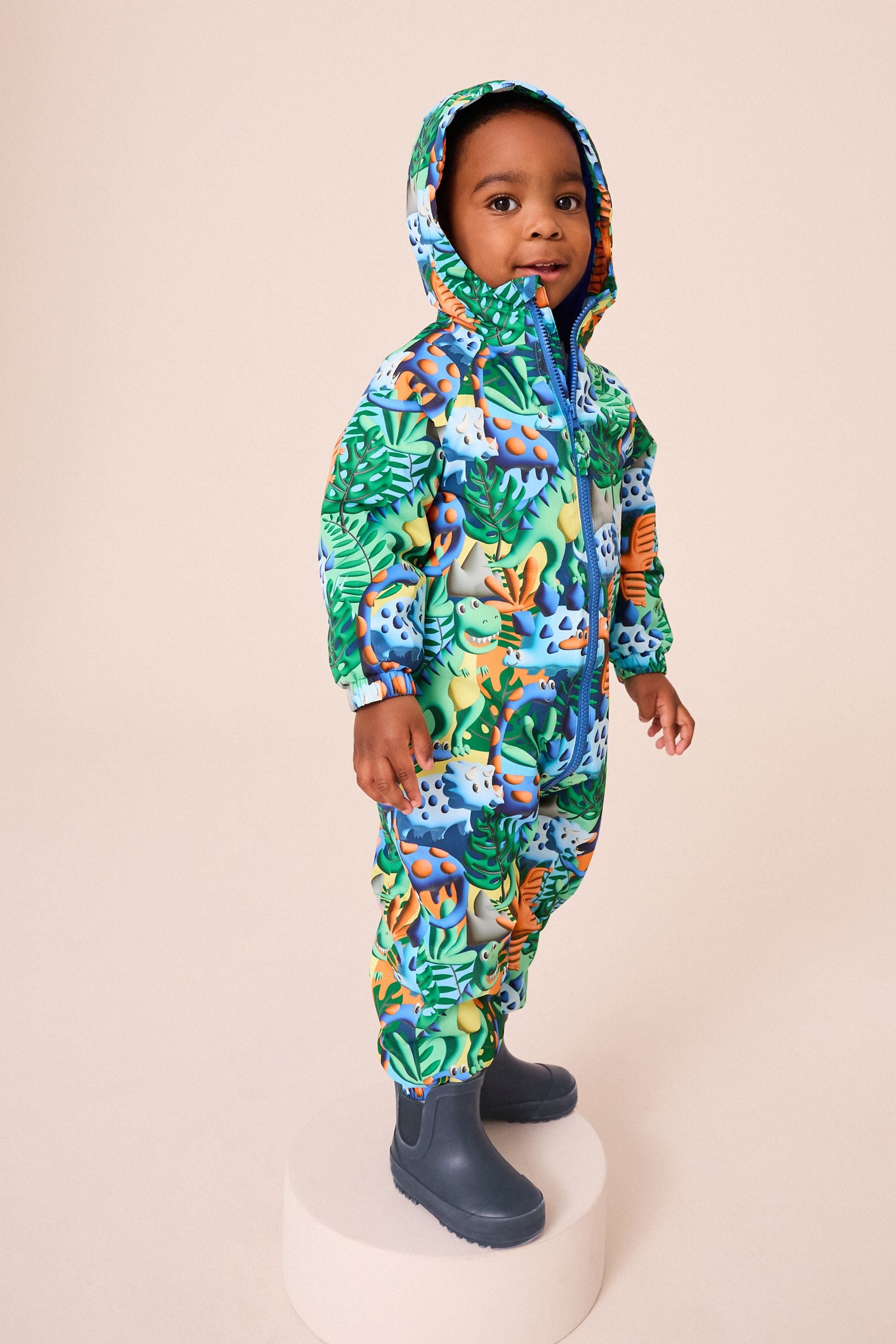 Green Waterproof Warm Padded Fleece Lined Puddlesuit (3mths-7yrs)