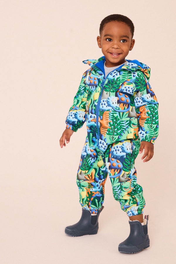 Green Waterproof Warm Padded Fleece Lined Puddlesuit (3mths-7yrs)