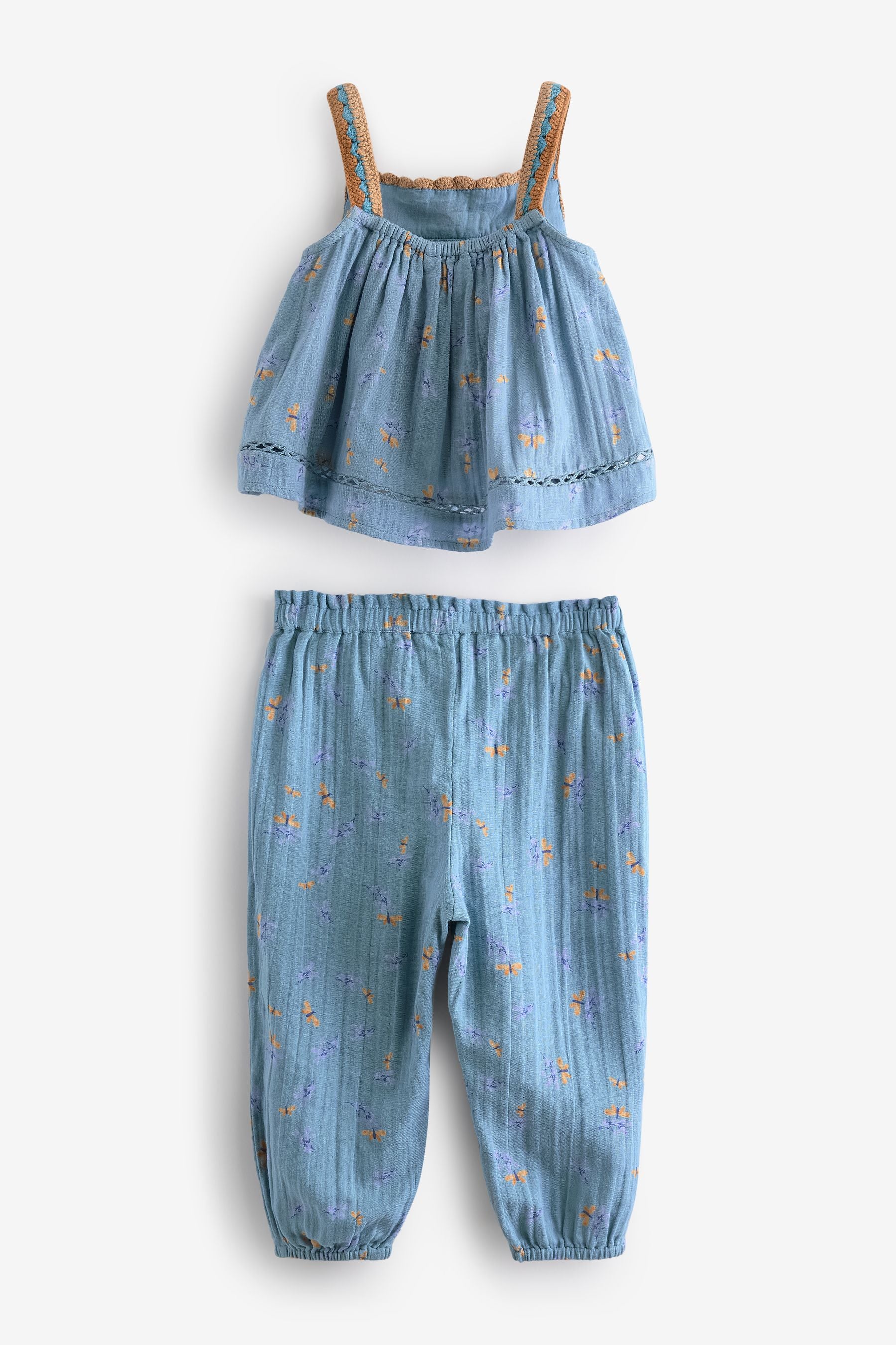 Teal Blue 100% Cotton Crochet Co-ord Set (3mths-7yrs)