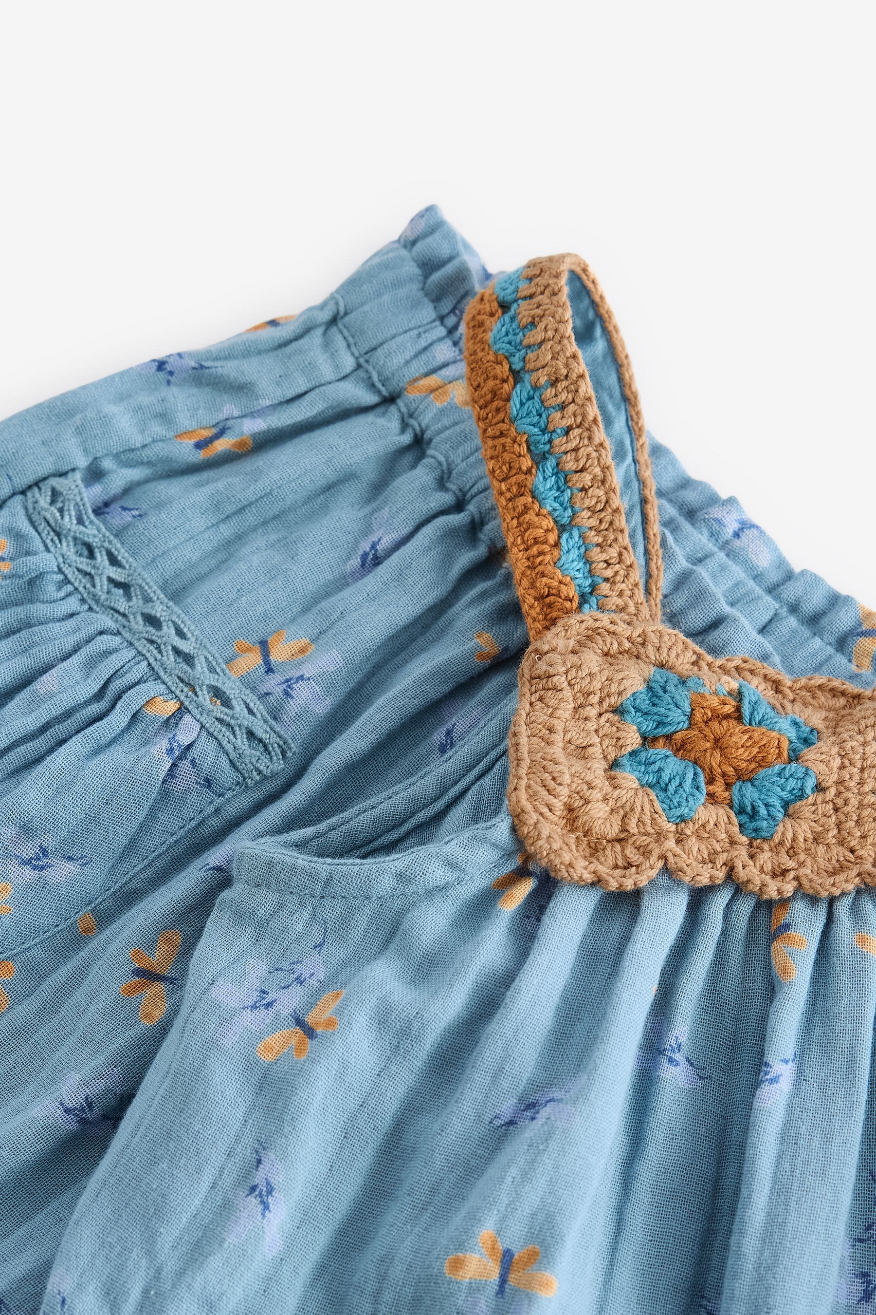 Teal Blue 100% Cotton Crochet Co-ord Set (3mths-7yrs)