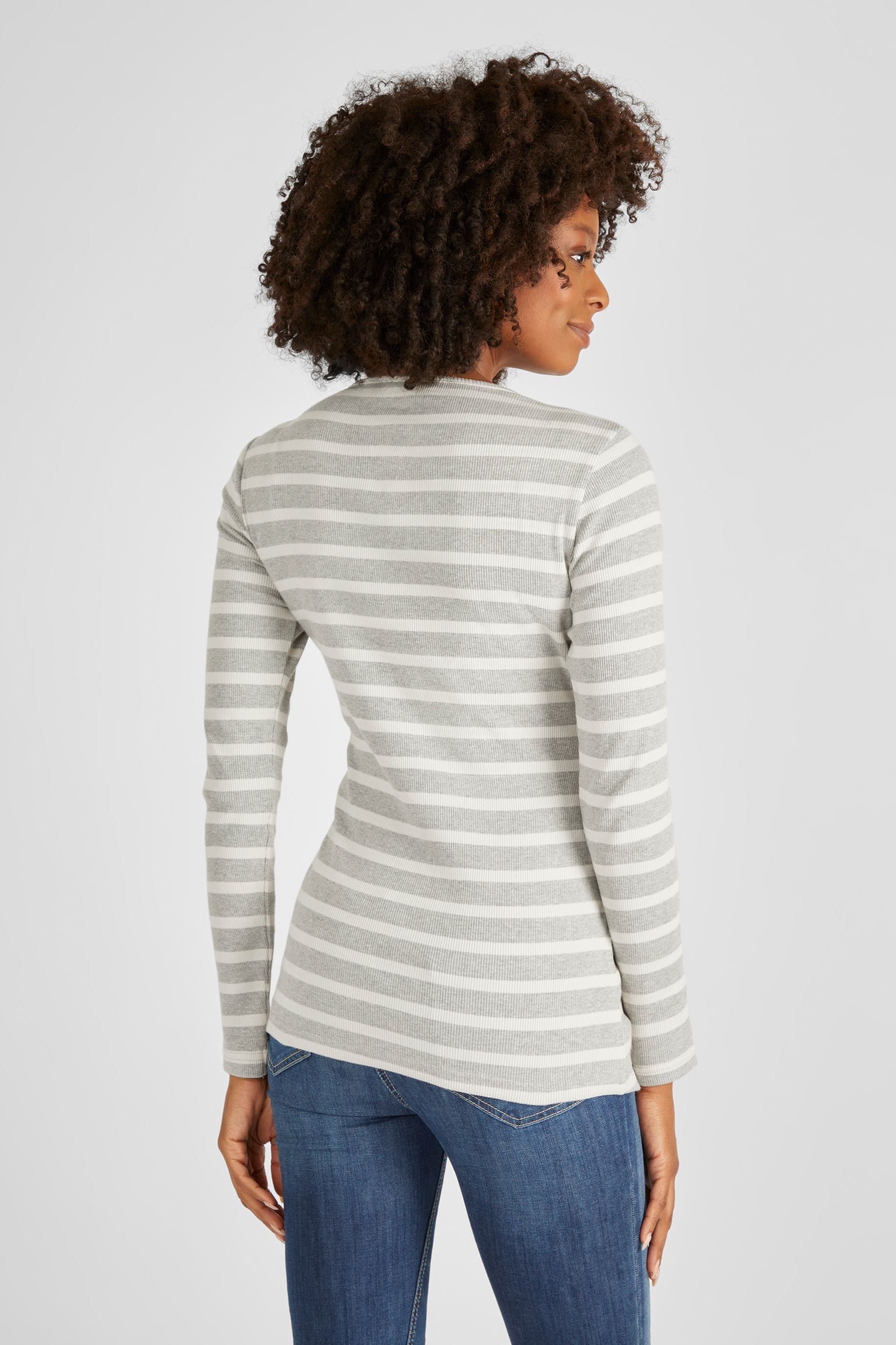 JoJo Maman Bébé Grey Ribbed Maternity & Nursing Jersey Top