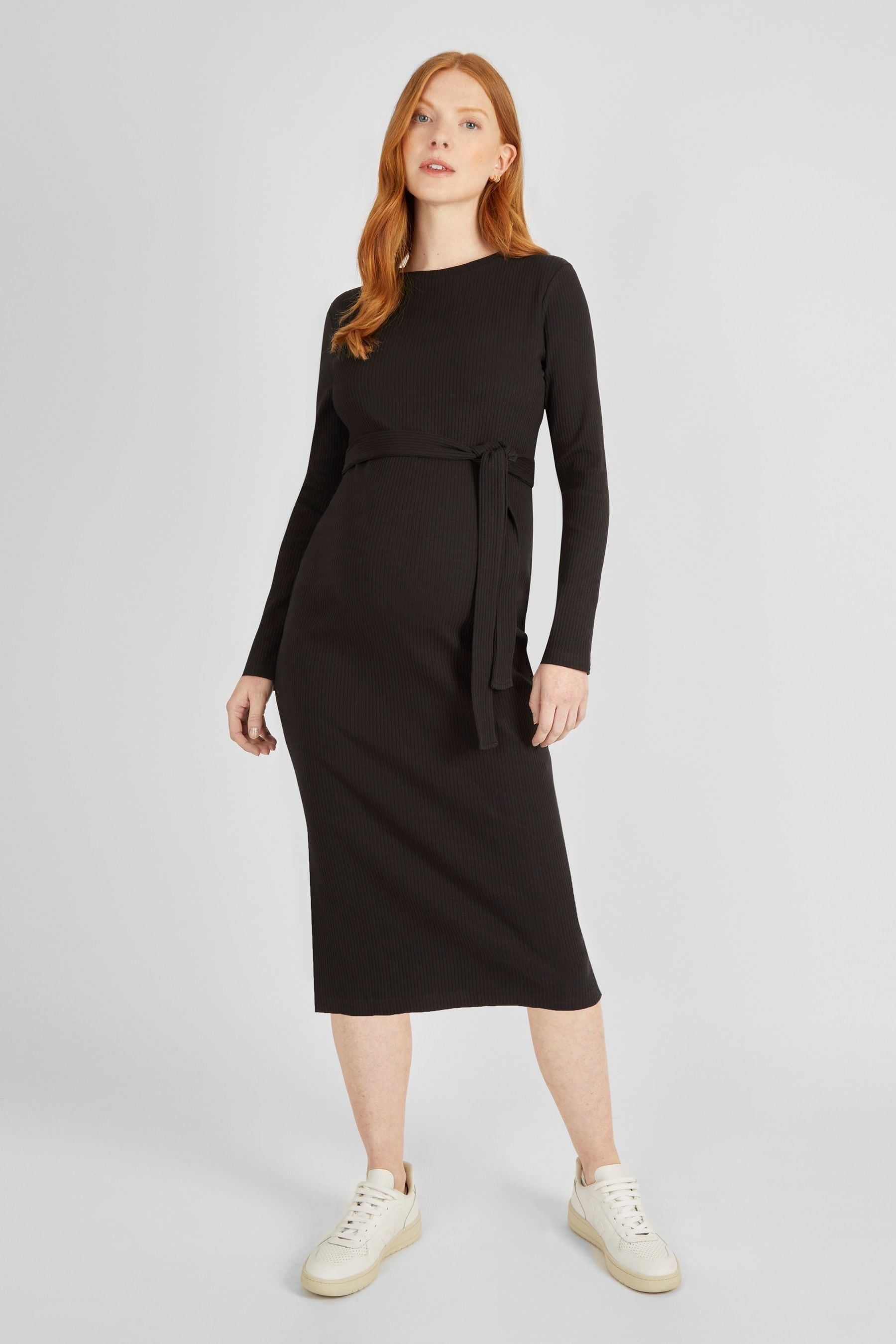 Black JoJo Maman Bébé Ribbed Jersey Maternity Dress