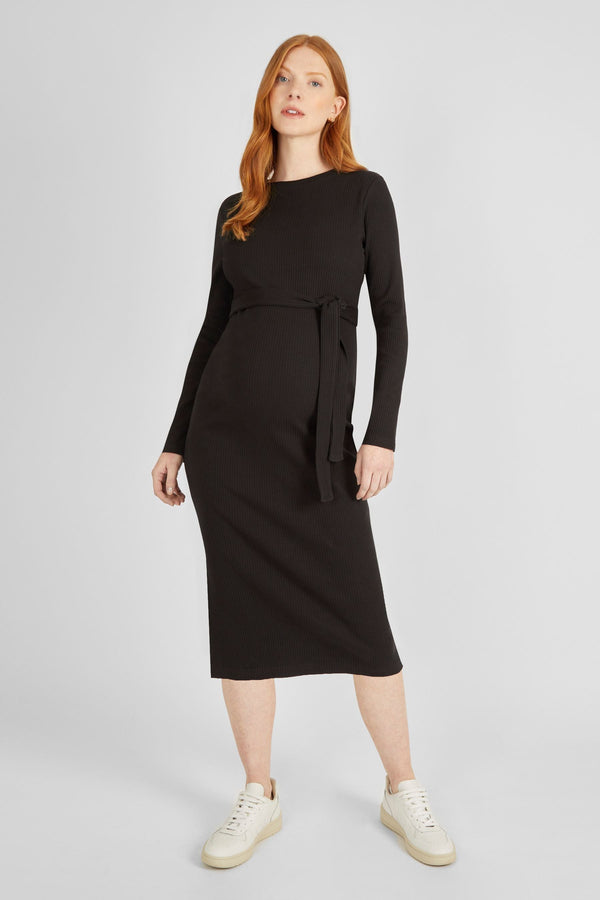 JoJo Maman B?©b?© Black Ribbed Jersey Maternity Dress